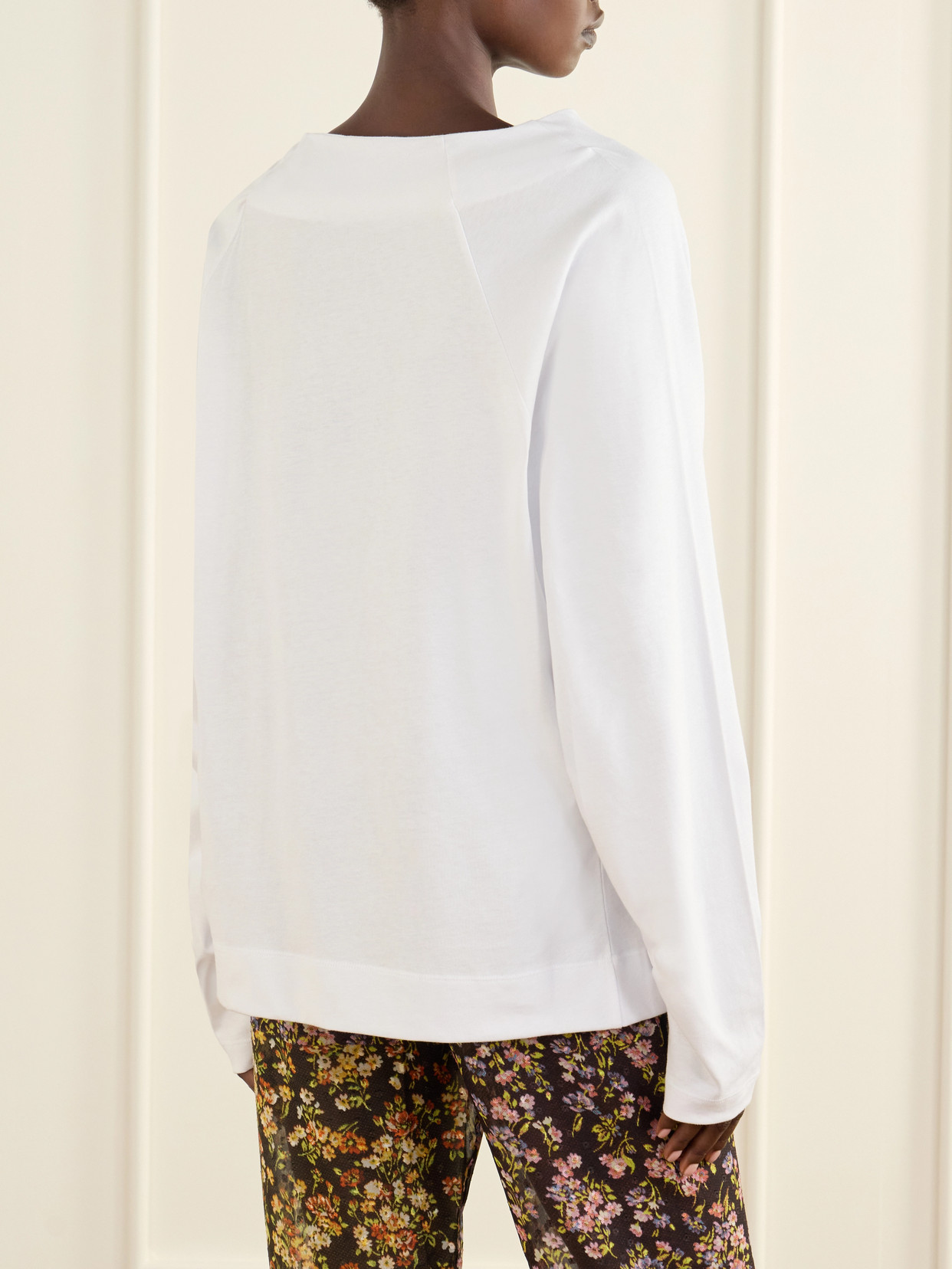 Gathered Cotton-Jersey T-Shirt