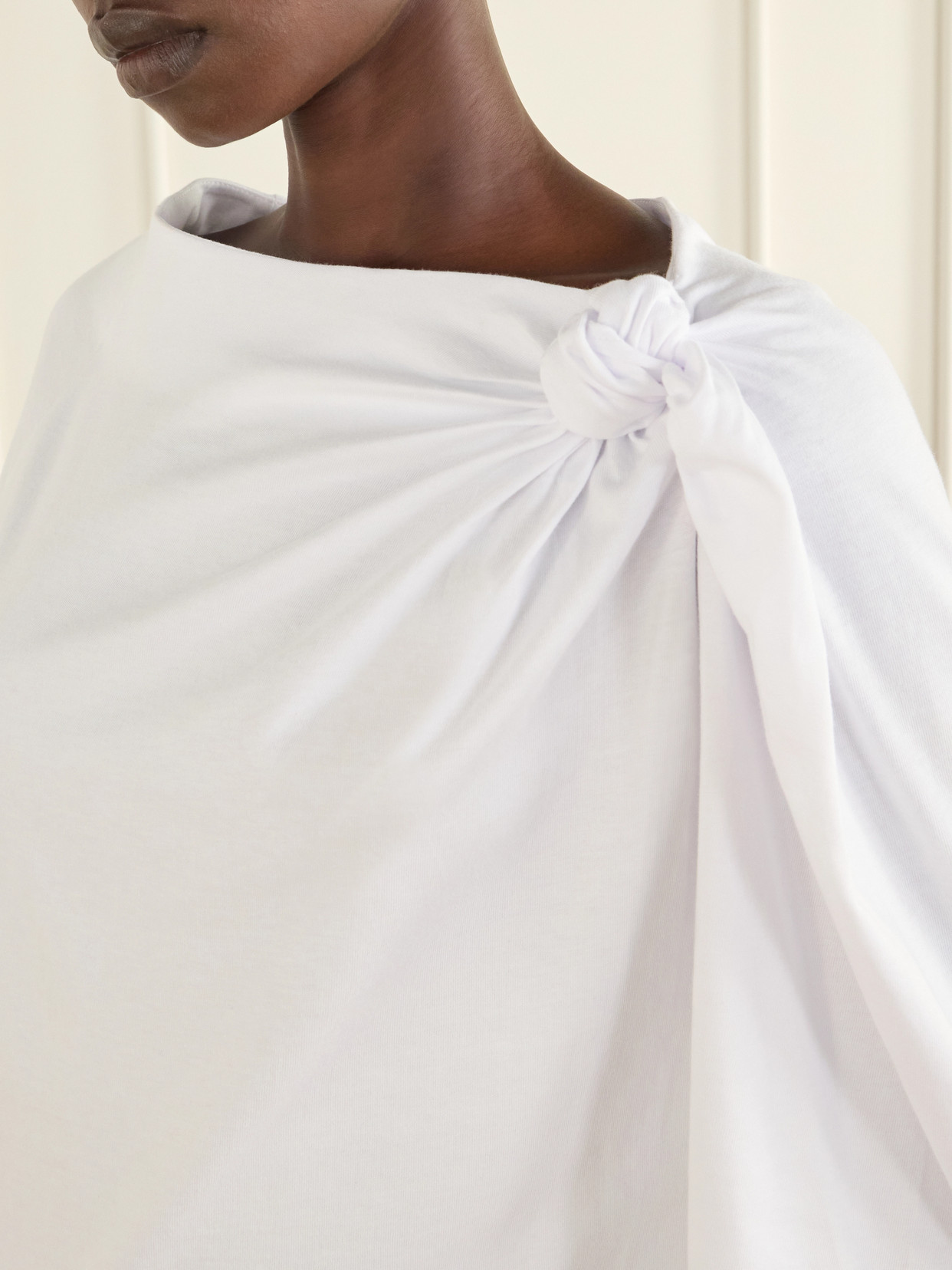 Gathered Cotton-Jersey T-Shirt