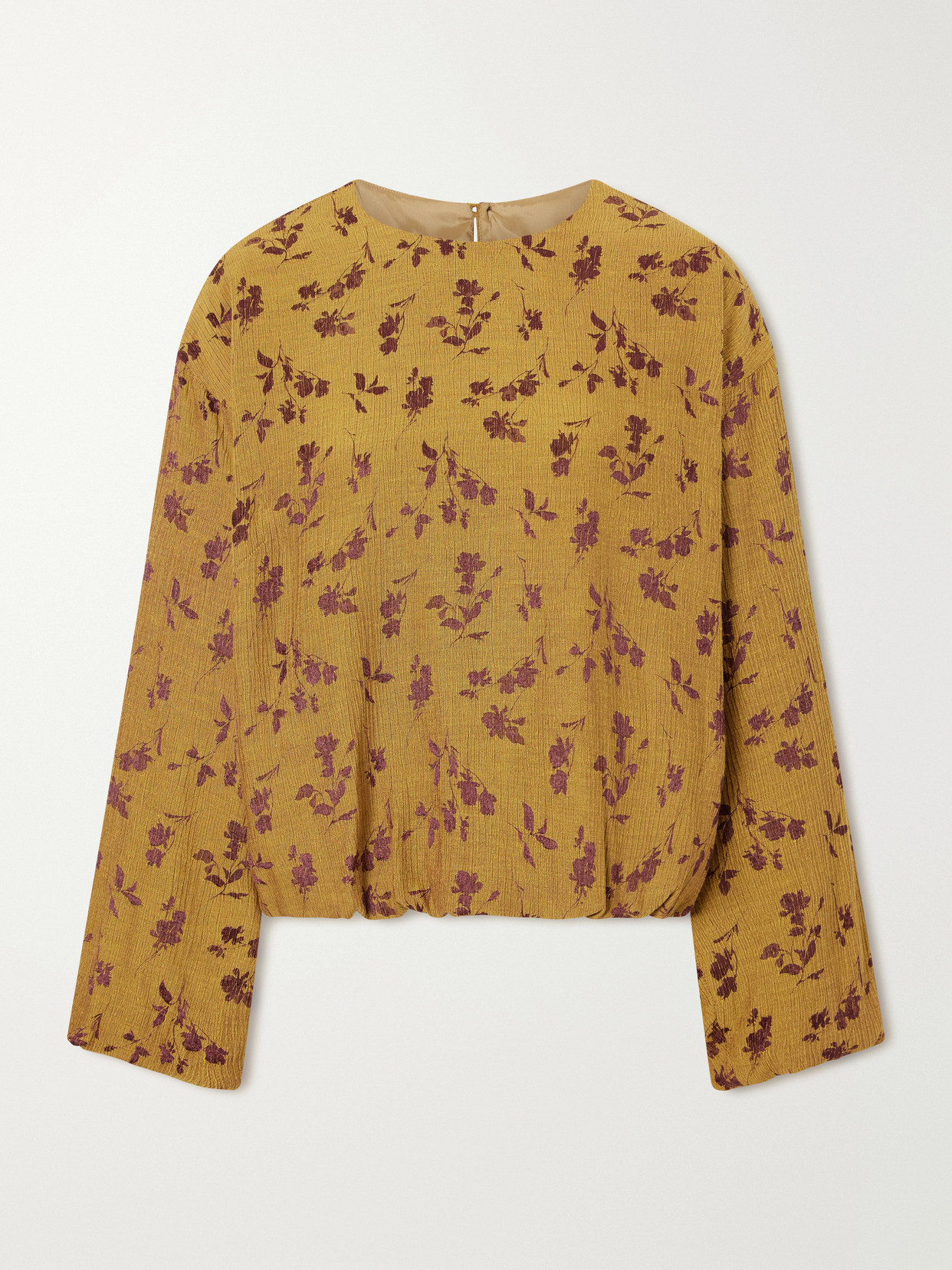 Dries Van Noten Floral-jacquard Cloqué Blouse In Brown