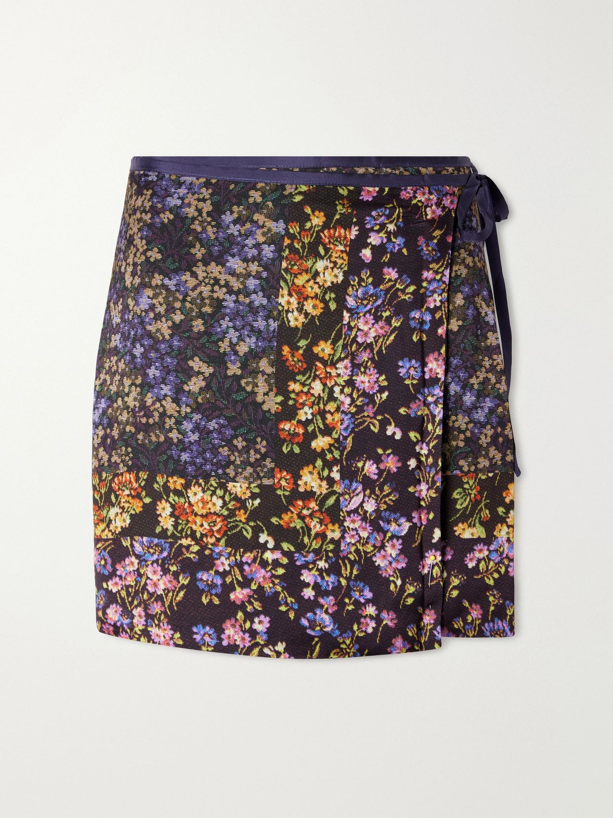 floral print satin mini skirt