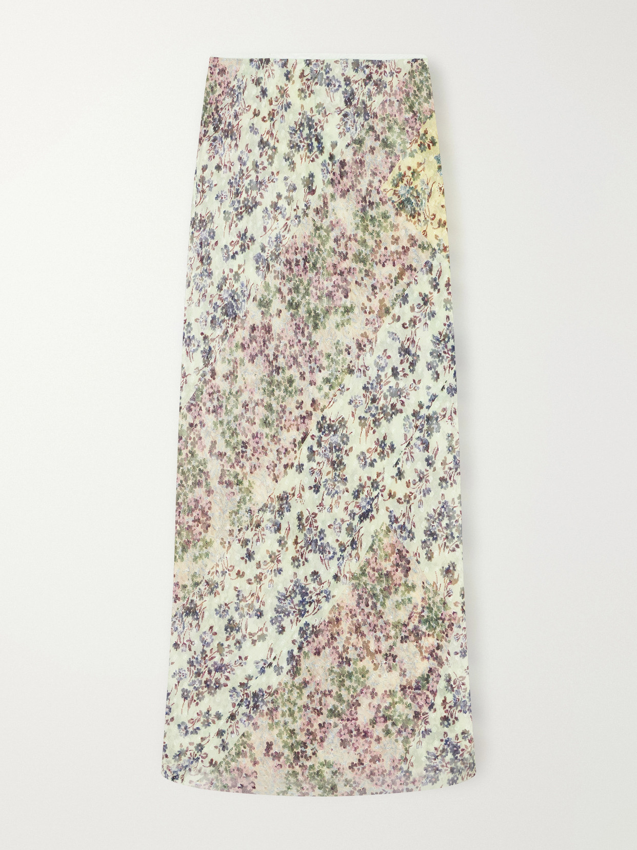 Dries Van Noten Floral-print Jacquard Georgette Midi Skirt In Green