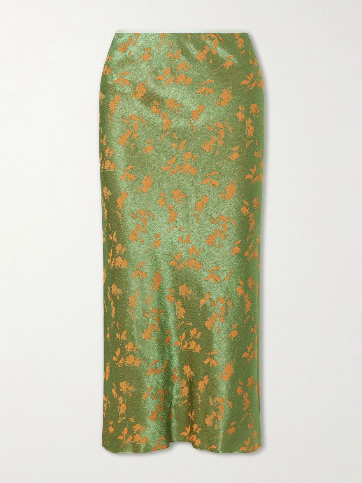 floral jacquard cloque midi skirt
