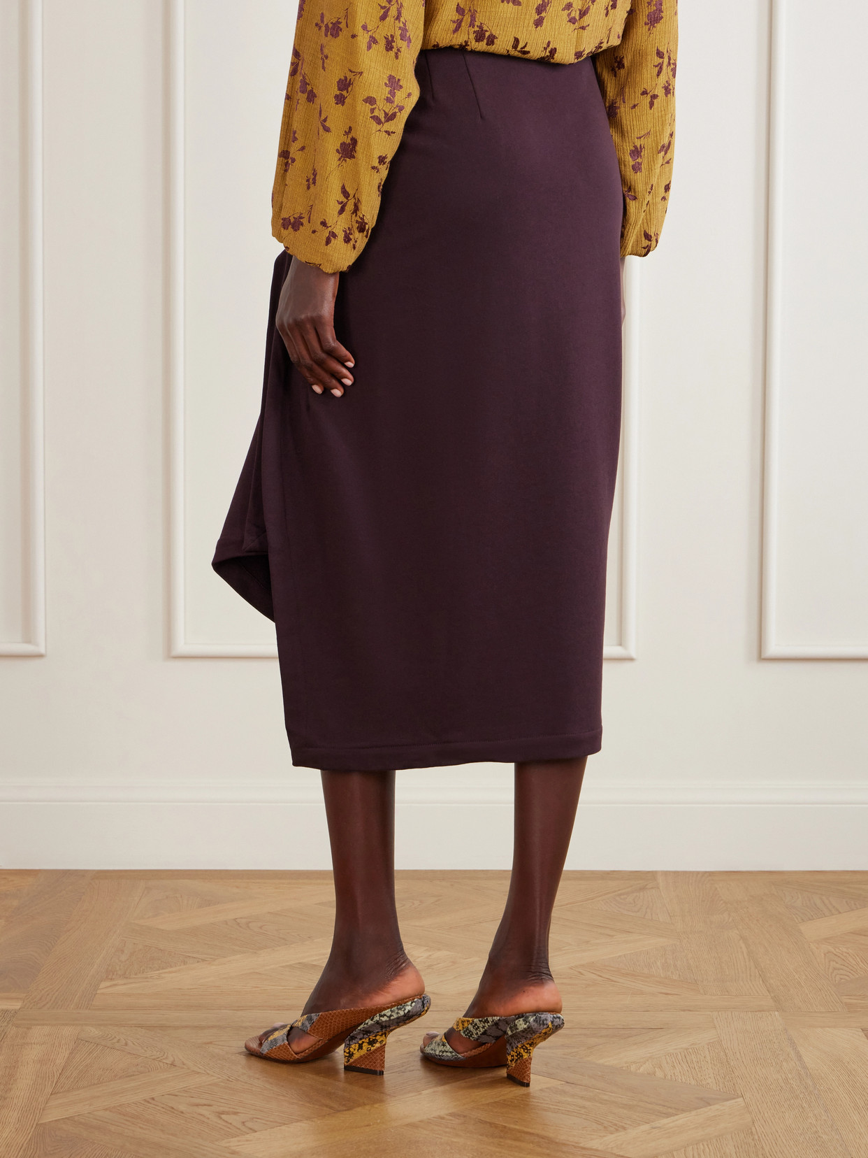 Draped Cotton-Jersey Midi