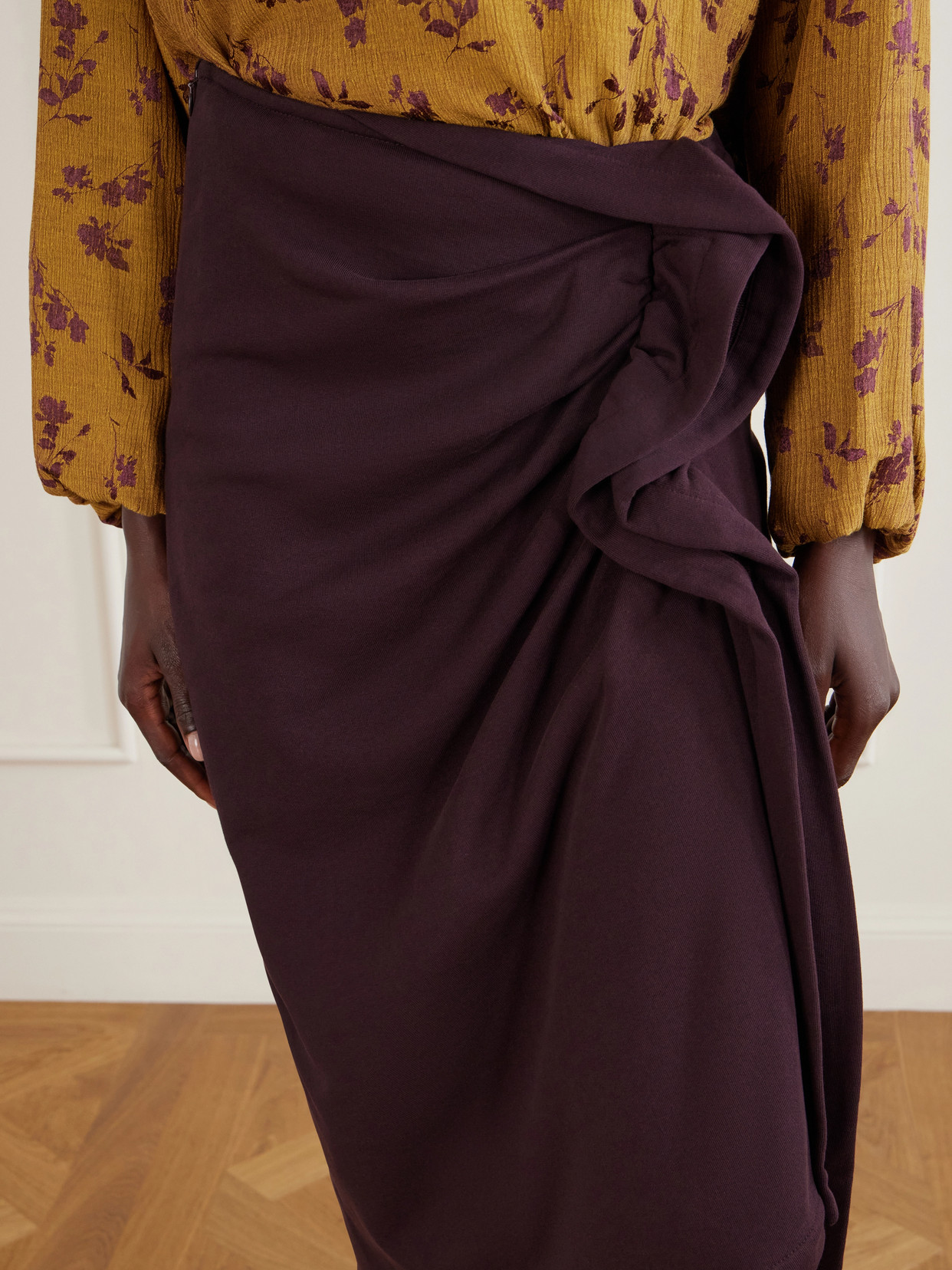 Draped Cotton-Jersey Midi