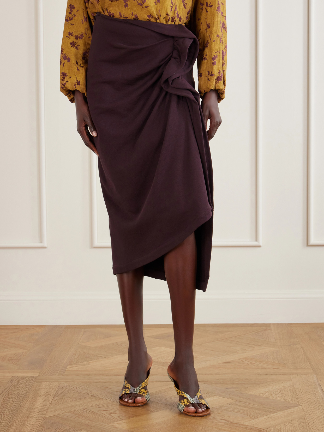 Draped Cotton-Jersey Midi