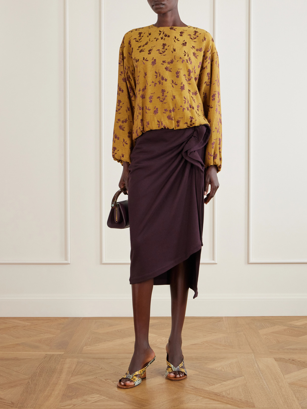 Draped Cotton-Jersey Midi