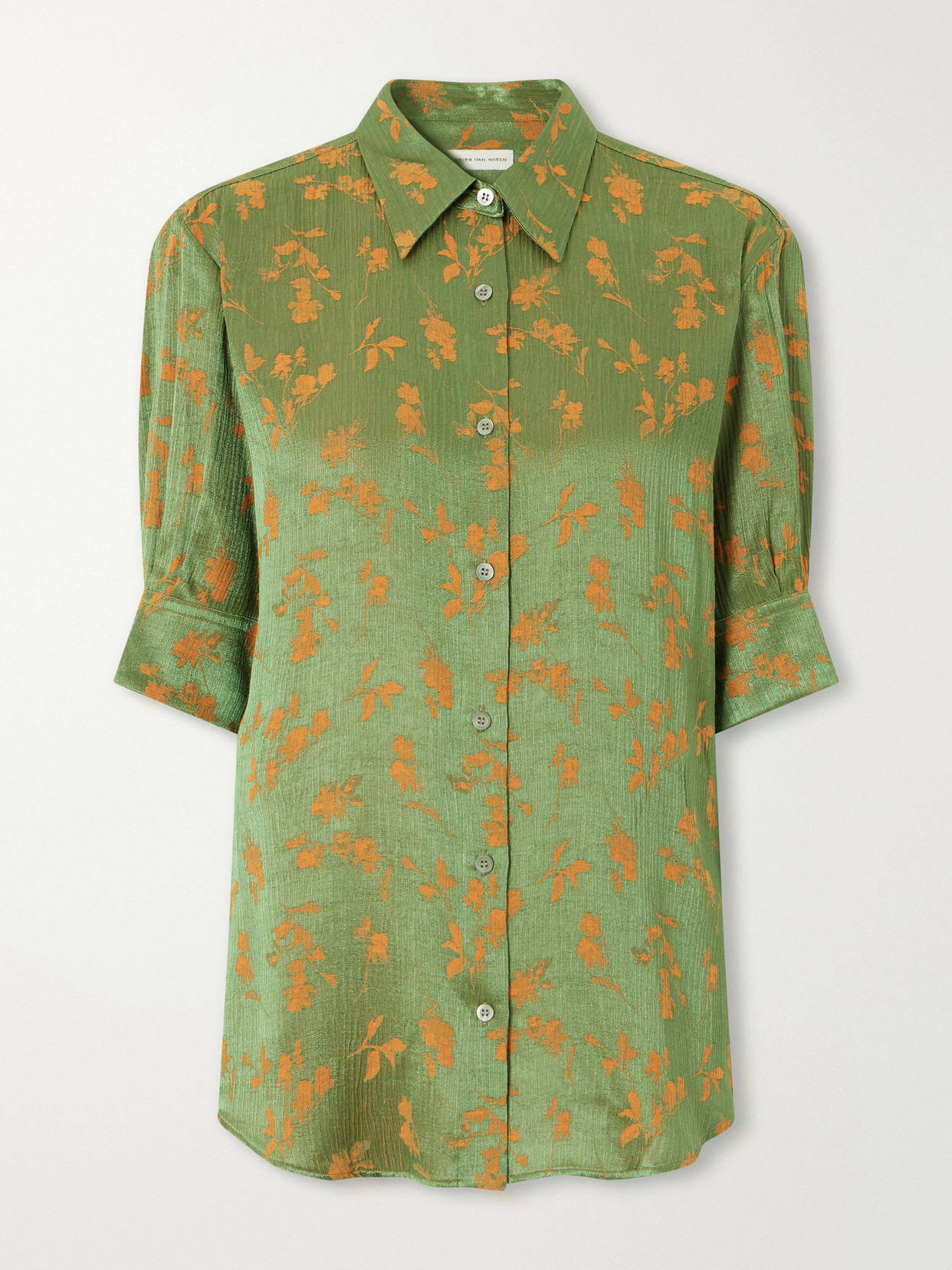 Dries Van Noten Floral-jacquard Shirt In Green