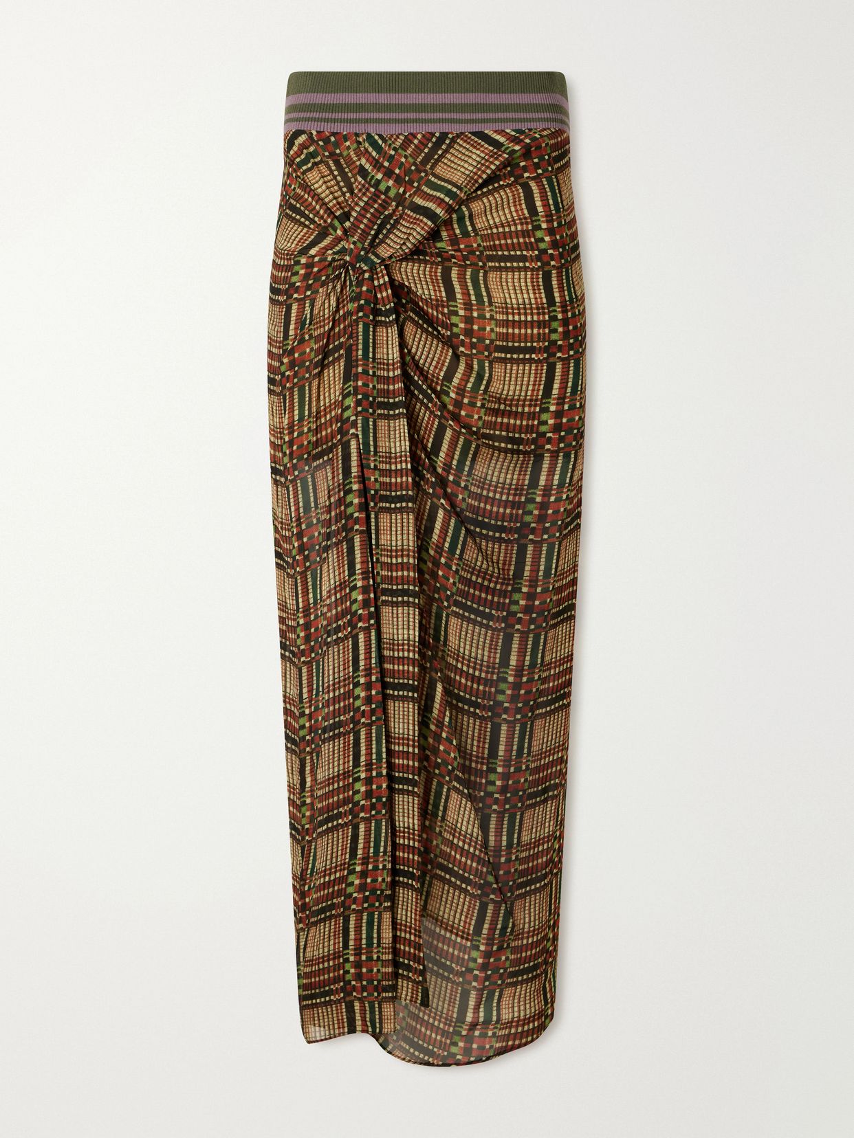 suma checked georgette midi skirt