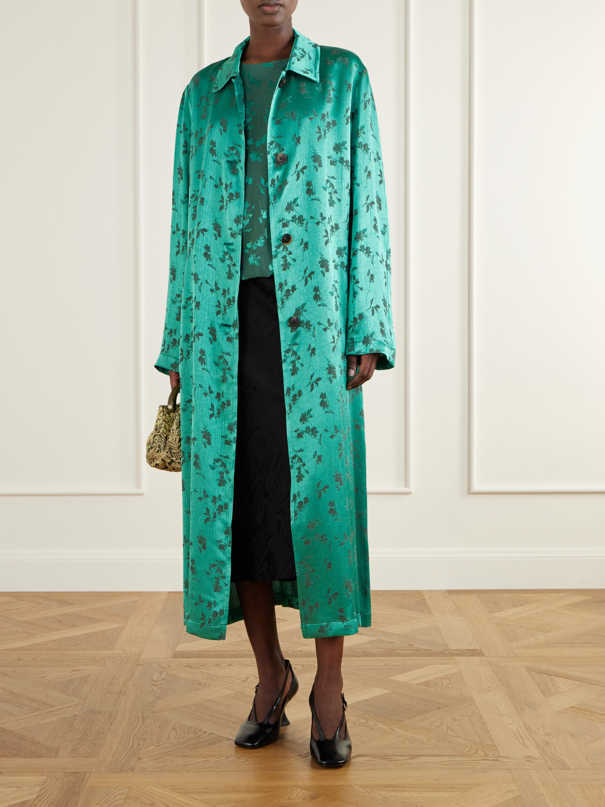 Floral-Jacquard Cloqué Blouse