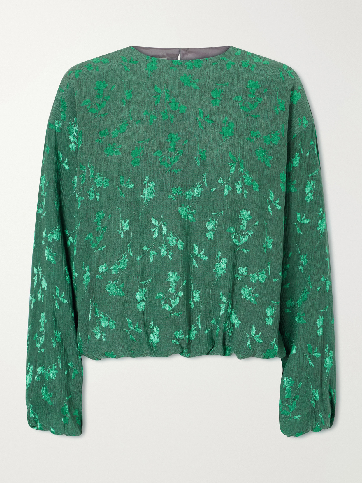 Dries Van Noten Floral-jacquard Cloqué Blouse In Green