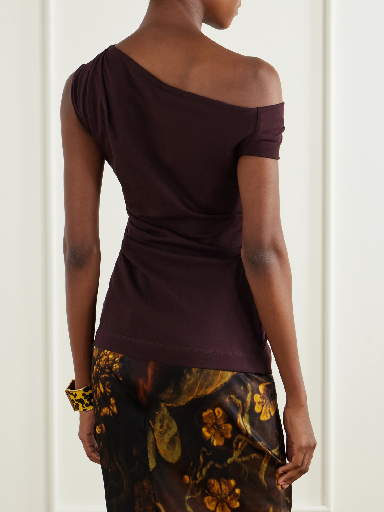 Ruched Cotton-Jersey Blouse