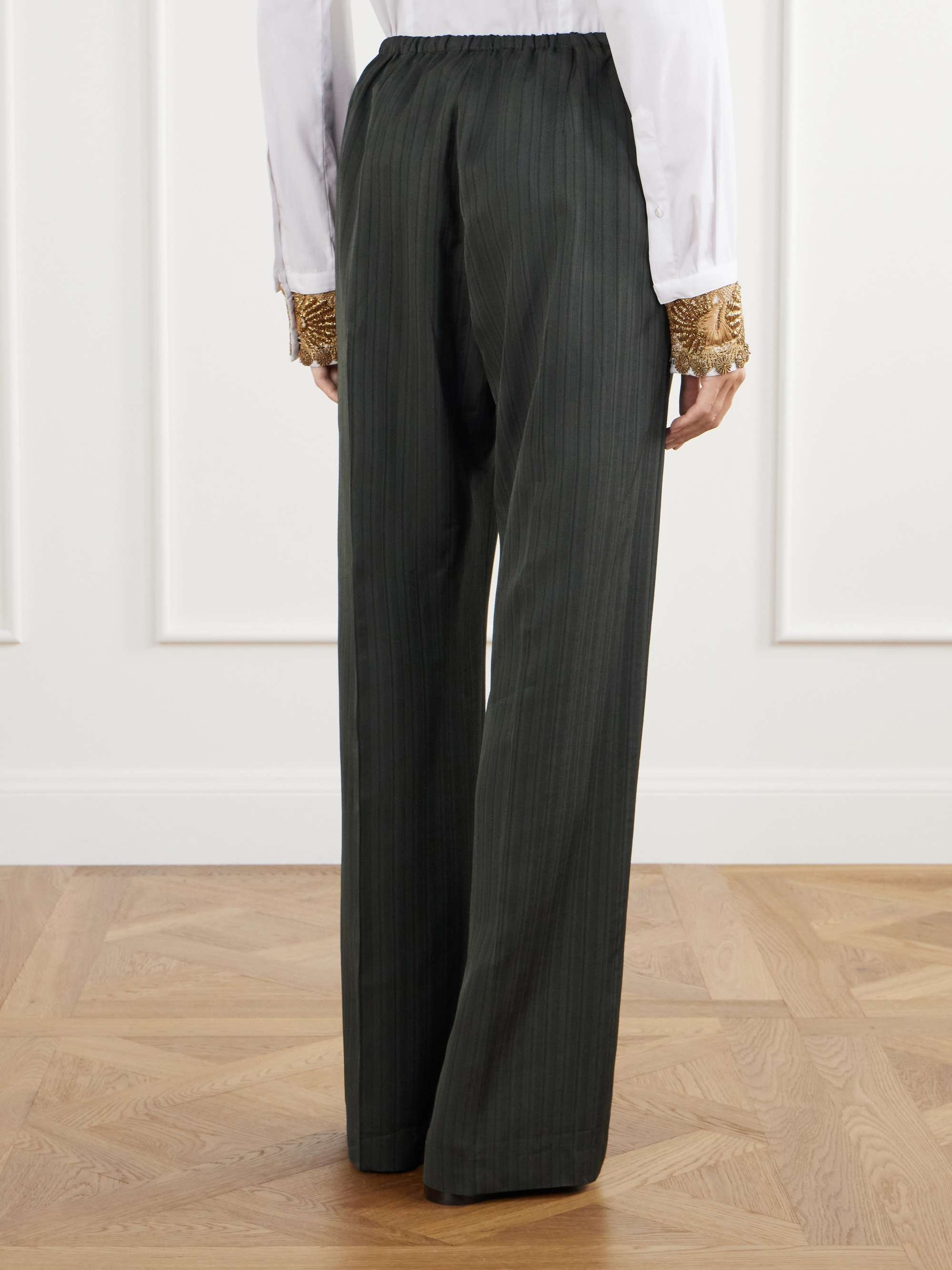 DRIES VAN NOTEN Striped broken twill wide-leg pants | NET-A-PORTER