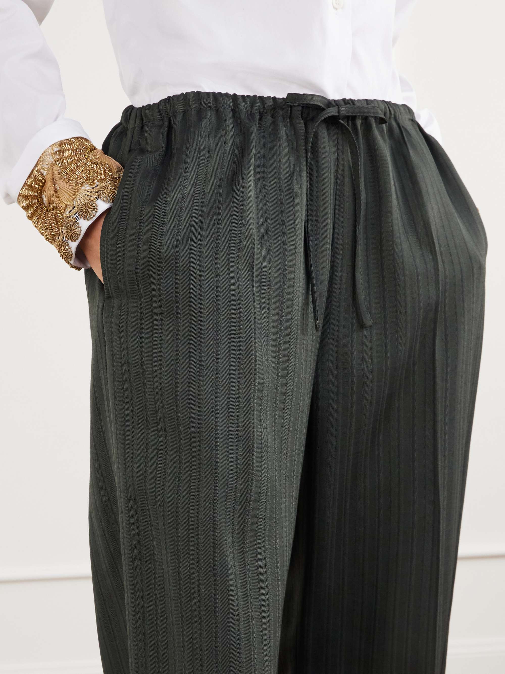 DRIES VAN NOTEN Striped broken twill wide-leg pants | NET-A-PORTER