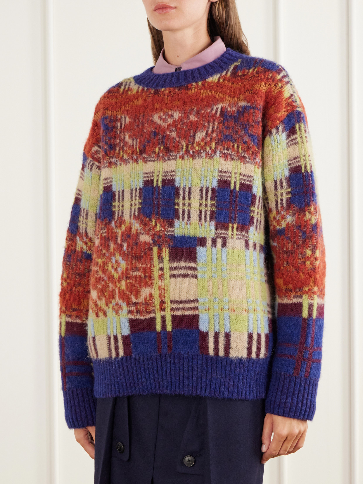 Intarsia-Knit Brushed Merino And Wool-Blend Sweater