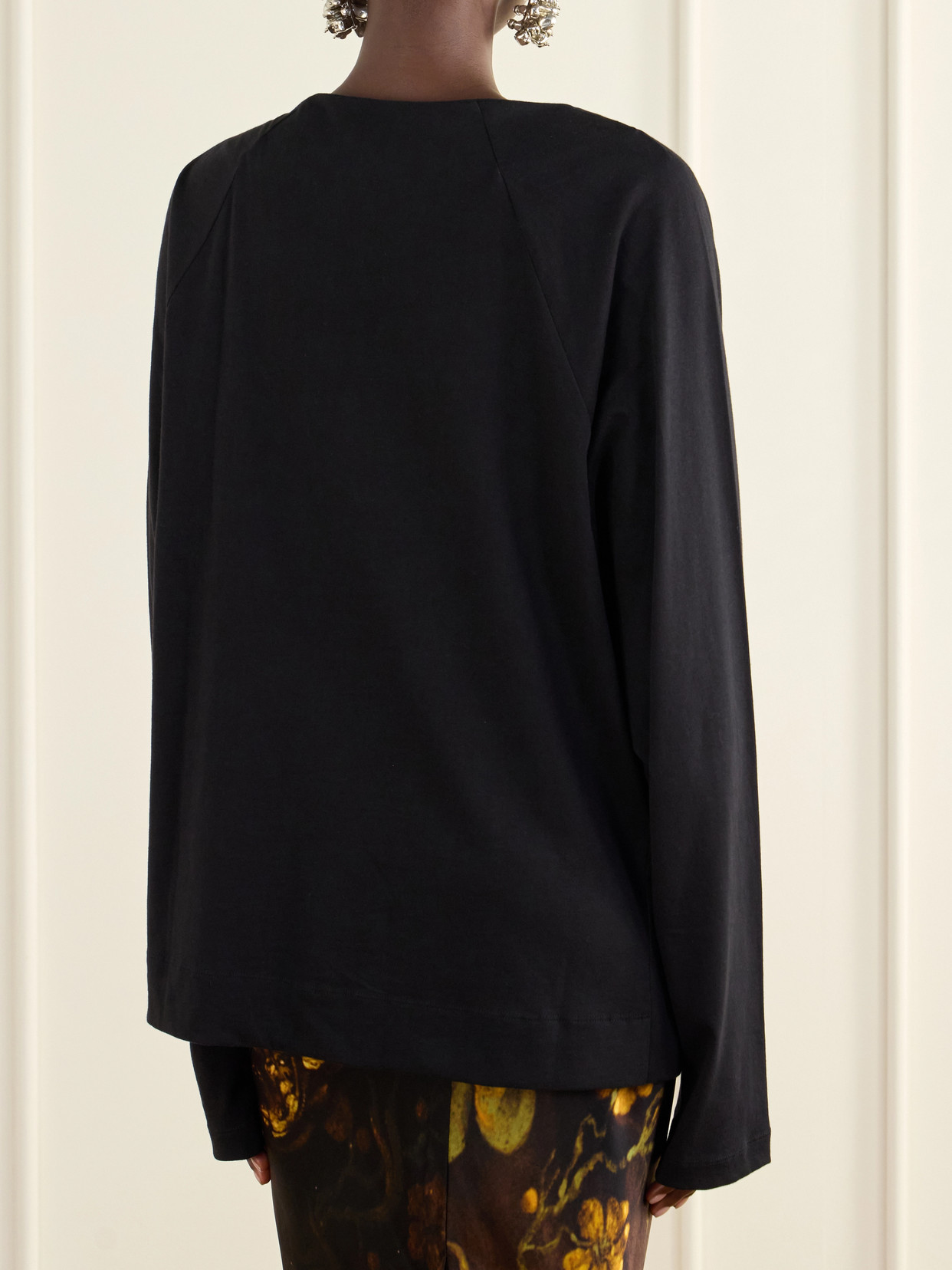 Gathered Cotton-Jersey T-Shirt