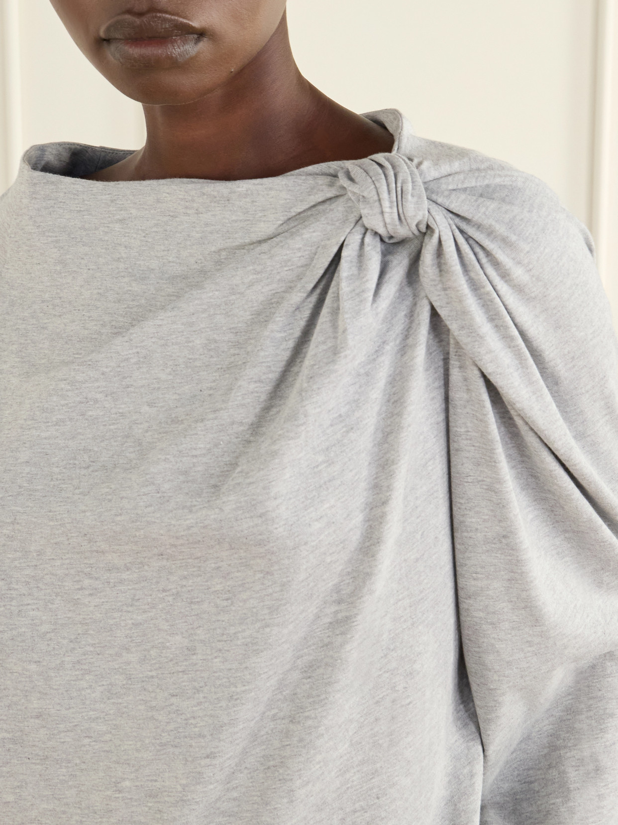 Gathered Cotton-Jersey T-Shirt