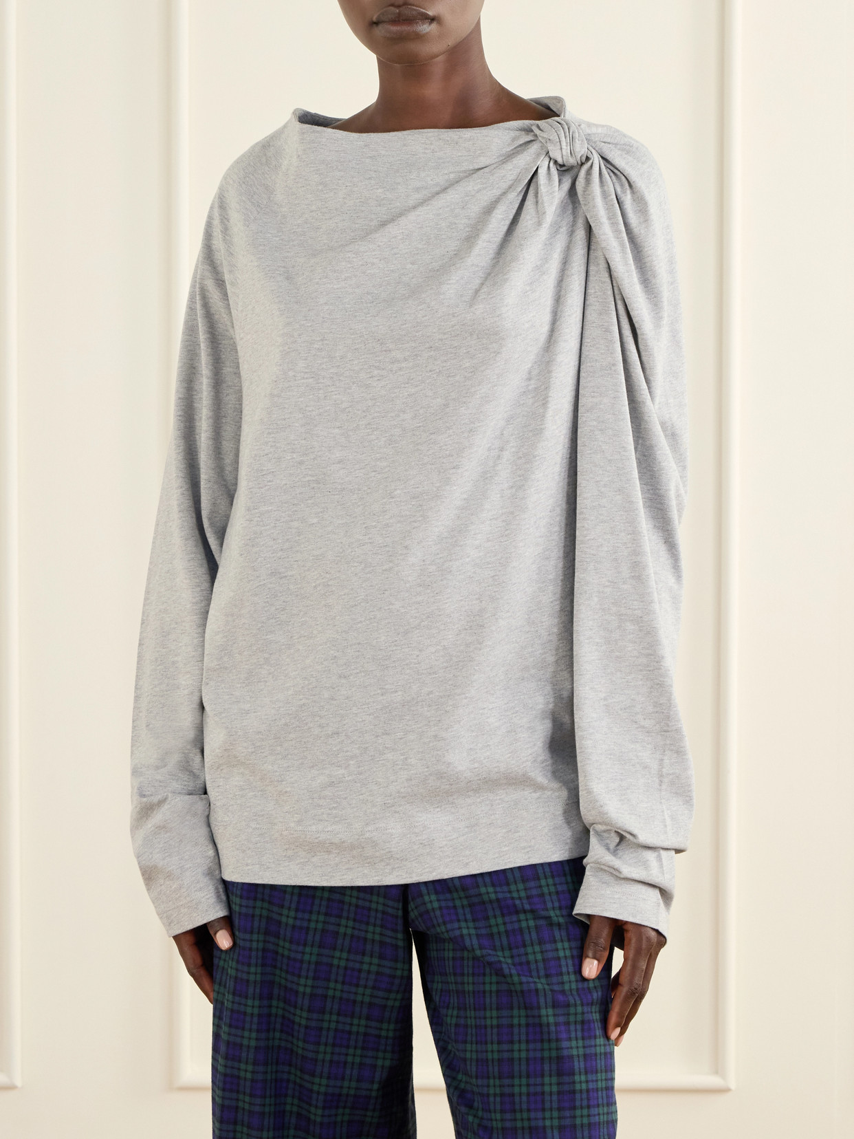 Gathered Cotton-Jersey T-Shirt