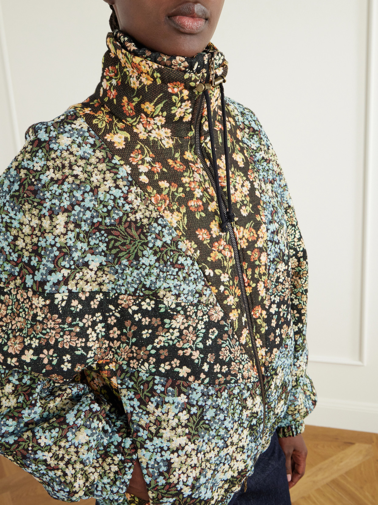 Floral-Jacquard Jacket