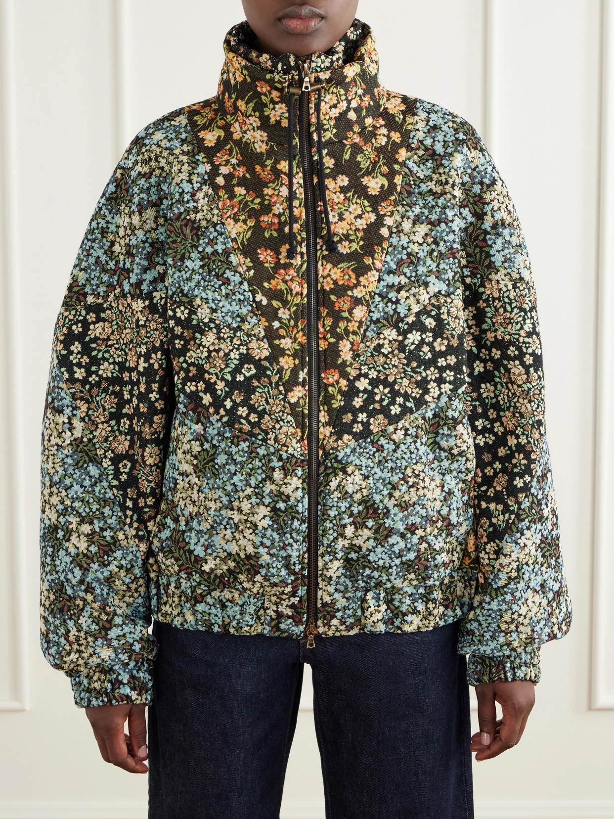 Floral-Jacquard Jacket