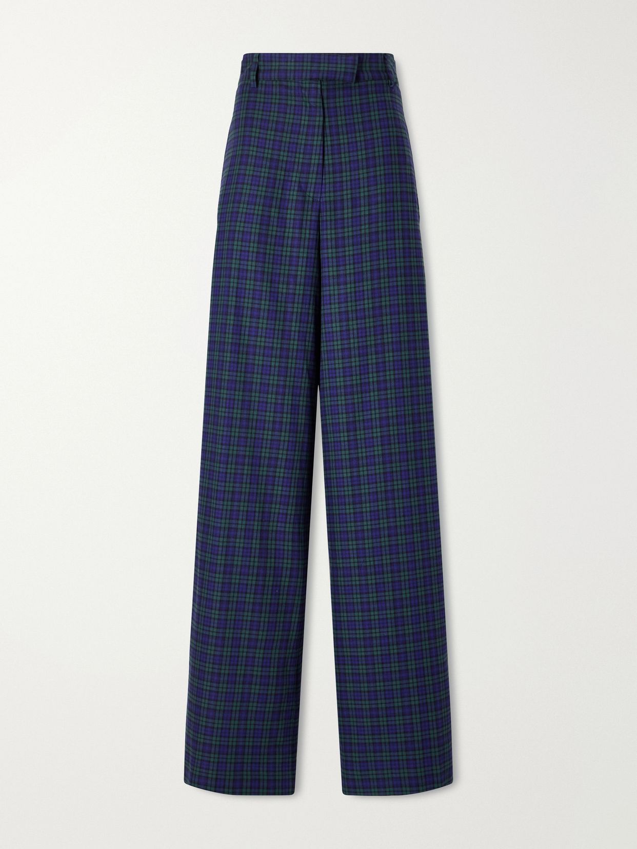 checked cotton wide leg pants