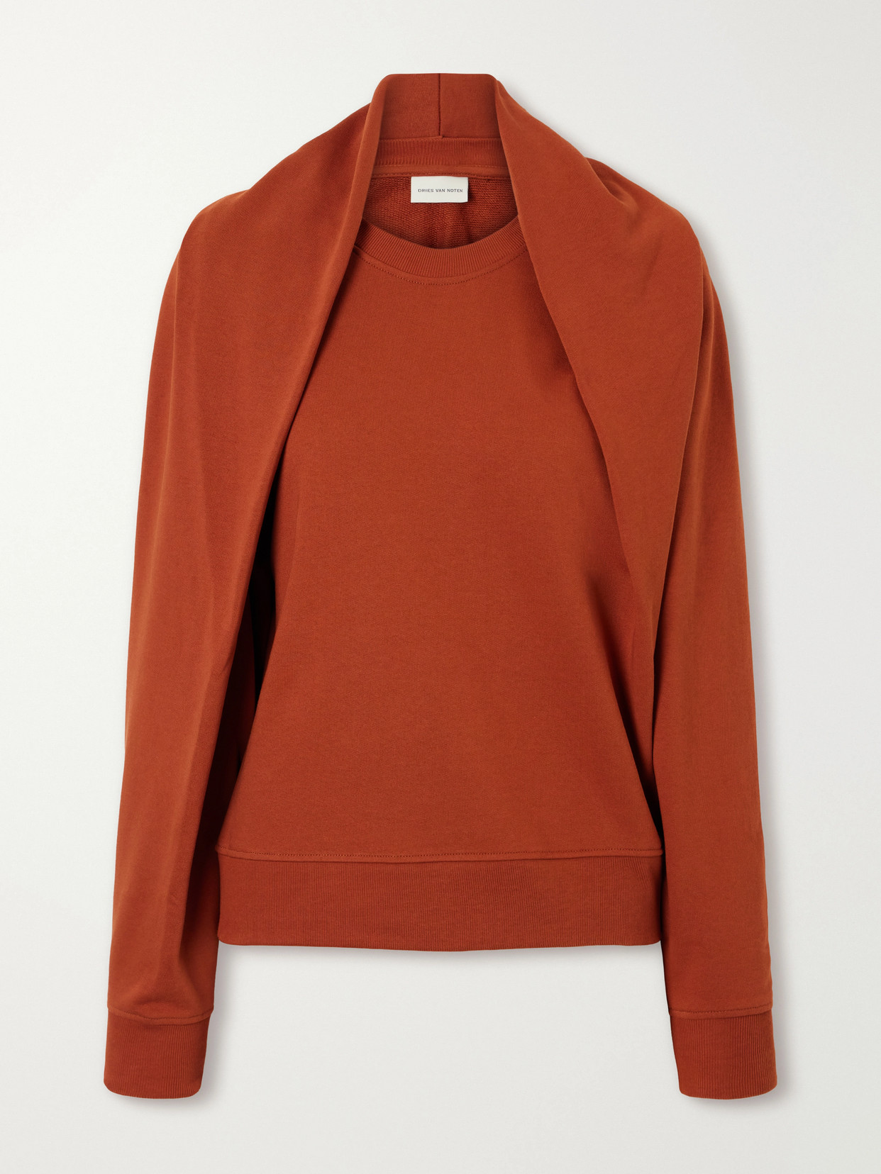 Dries Van Noten Draped Cotton-jersey Sweatshirt In Red