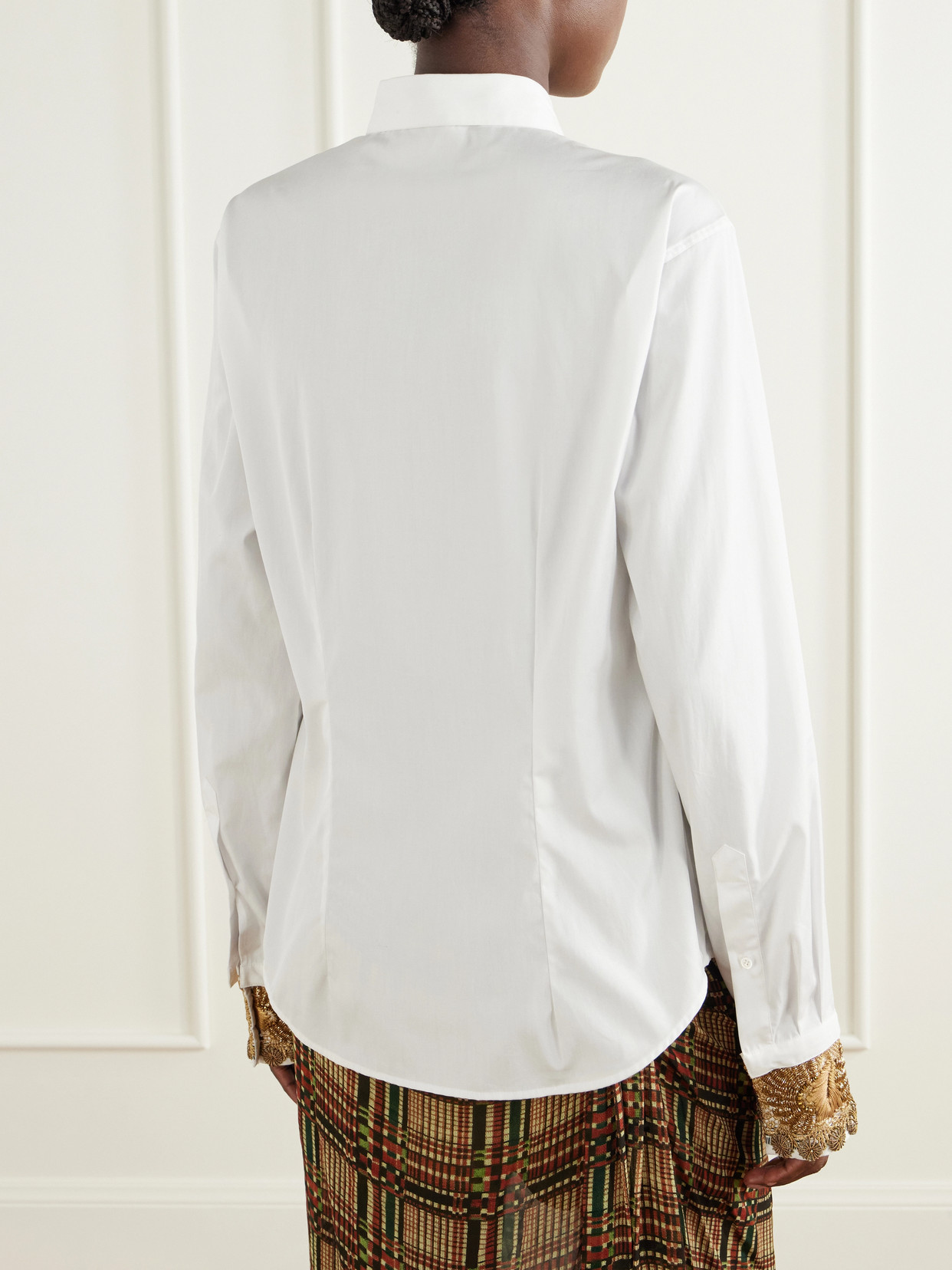 Embroidered Cotton-Poplin Shirt