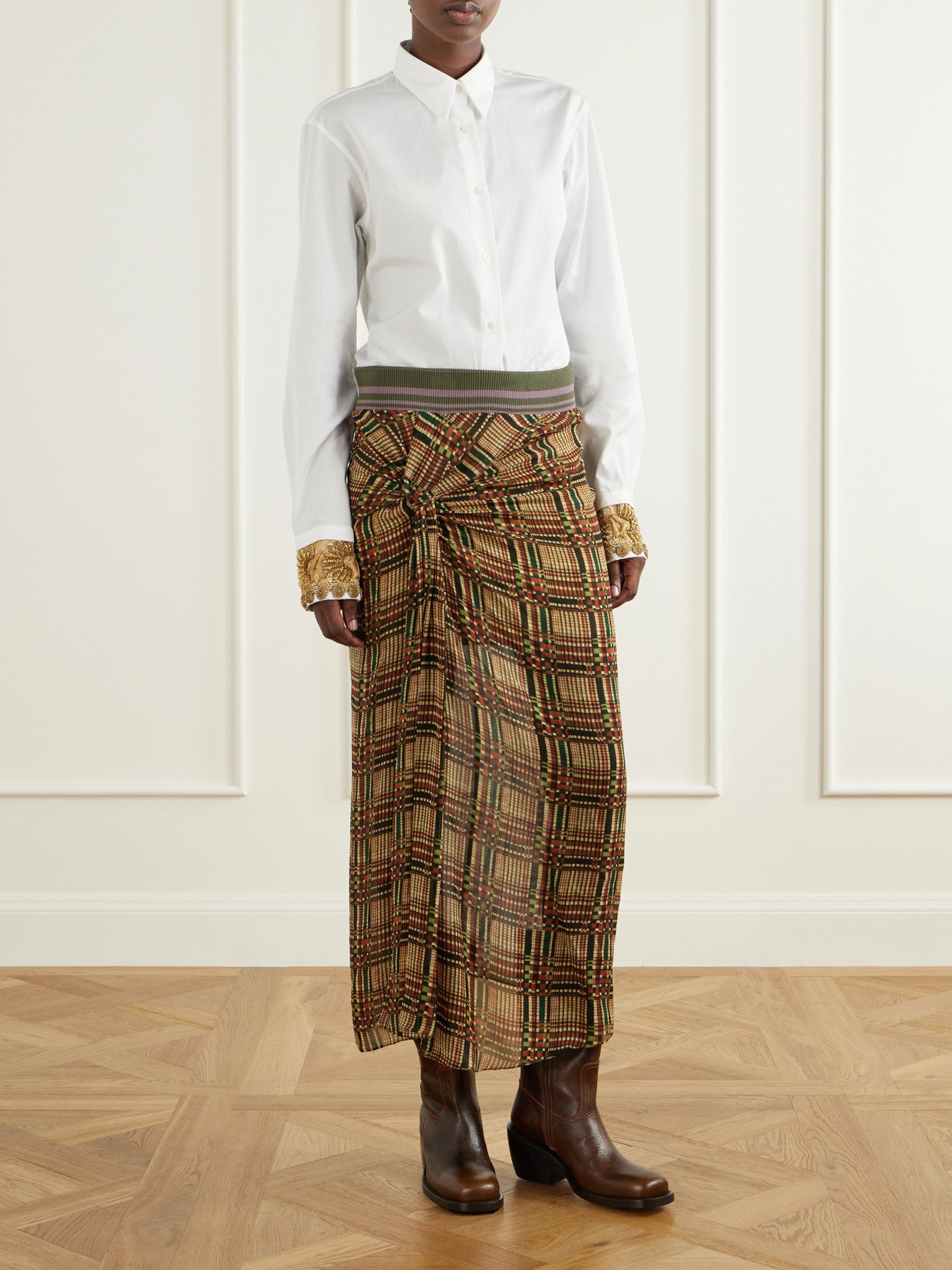 Embroidered Cotton-Poplin Shirt
