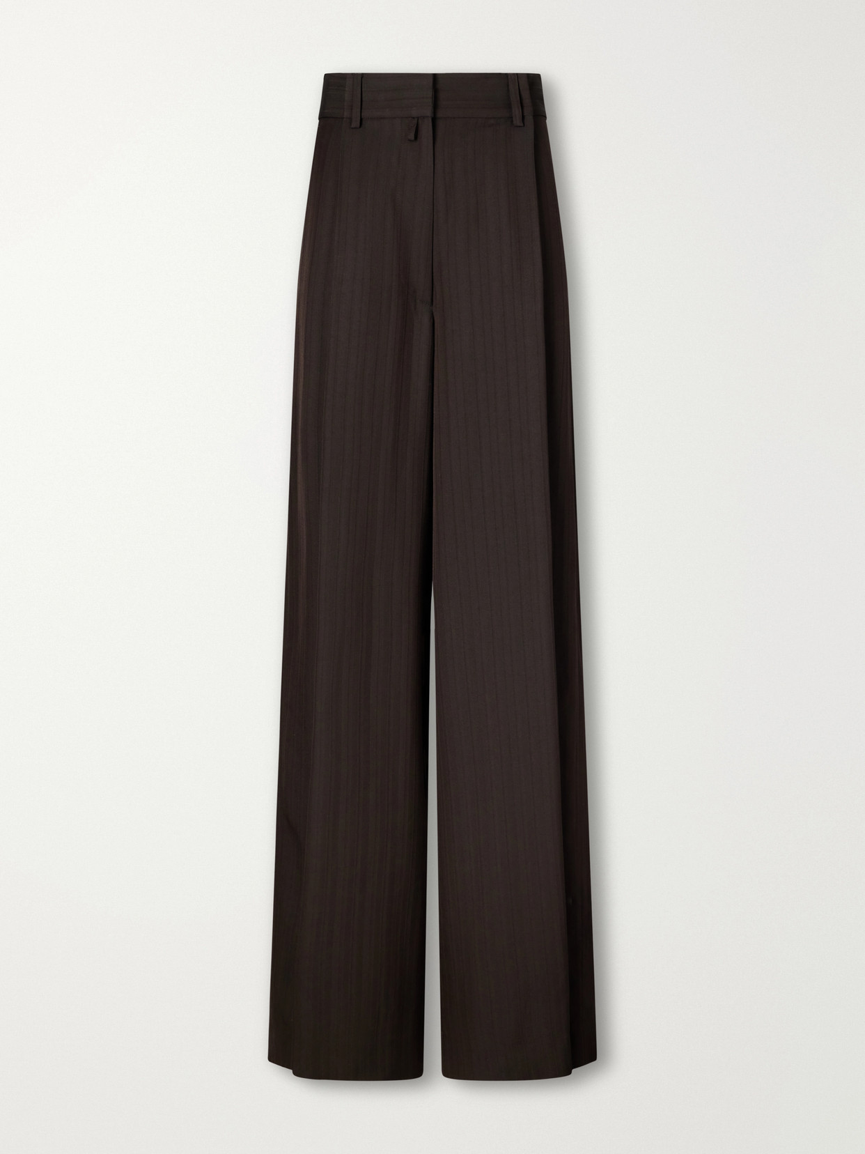 Dries Van Noten Pinstriped Crepe Wide-leg Pants In Brown