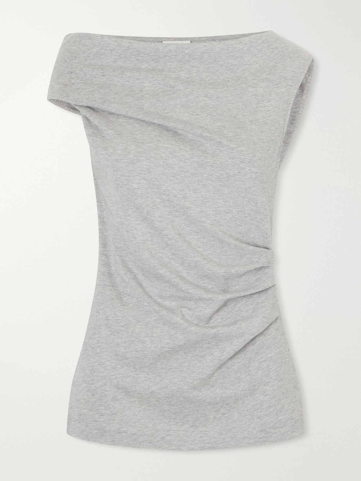 Dries Van Noten Ruched Cotton-jersey Blouse In Gray