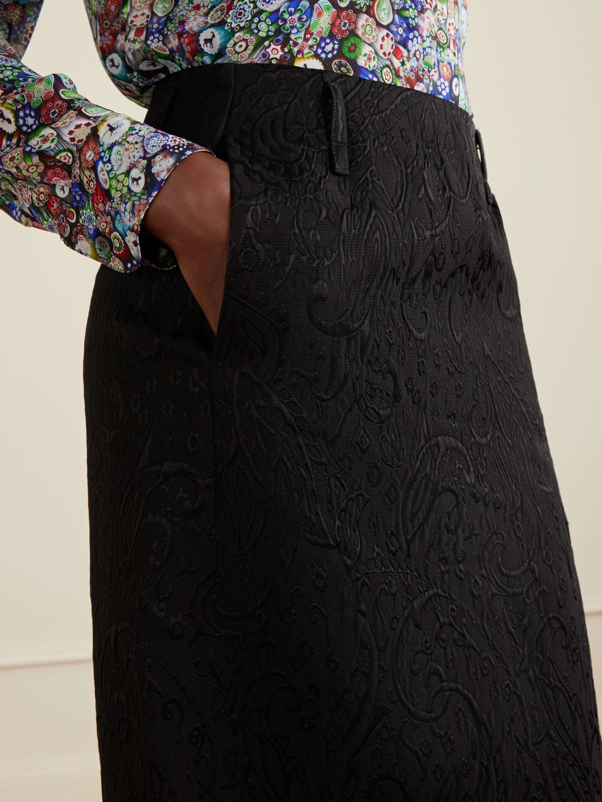 DRIES VAN NOTEN Paisley motif matelassé jacquard midi skirt | NET