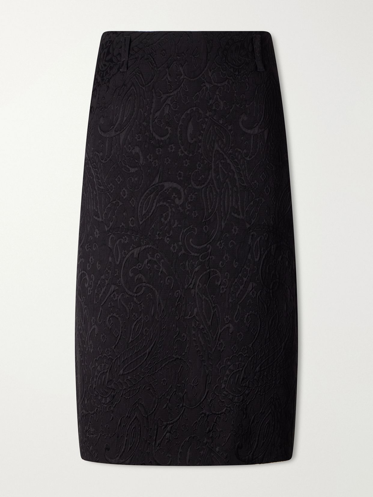 Paisley motif matelassé jacquard midi skirt