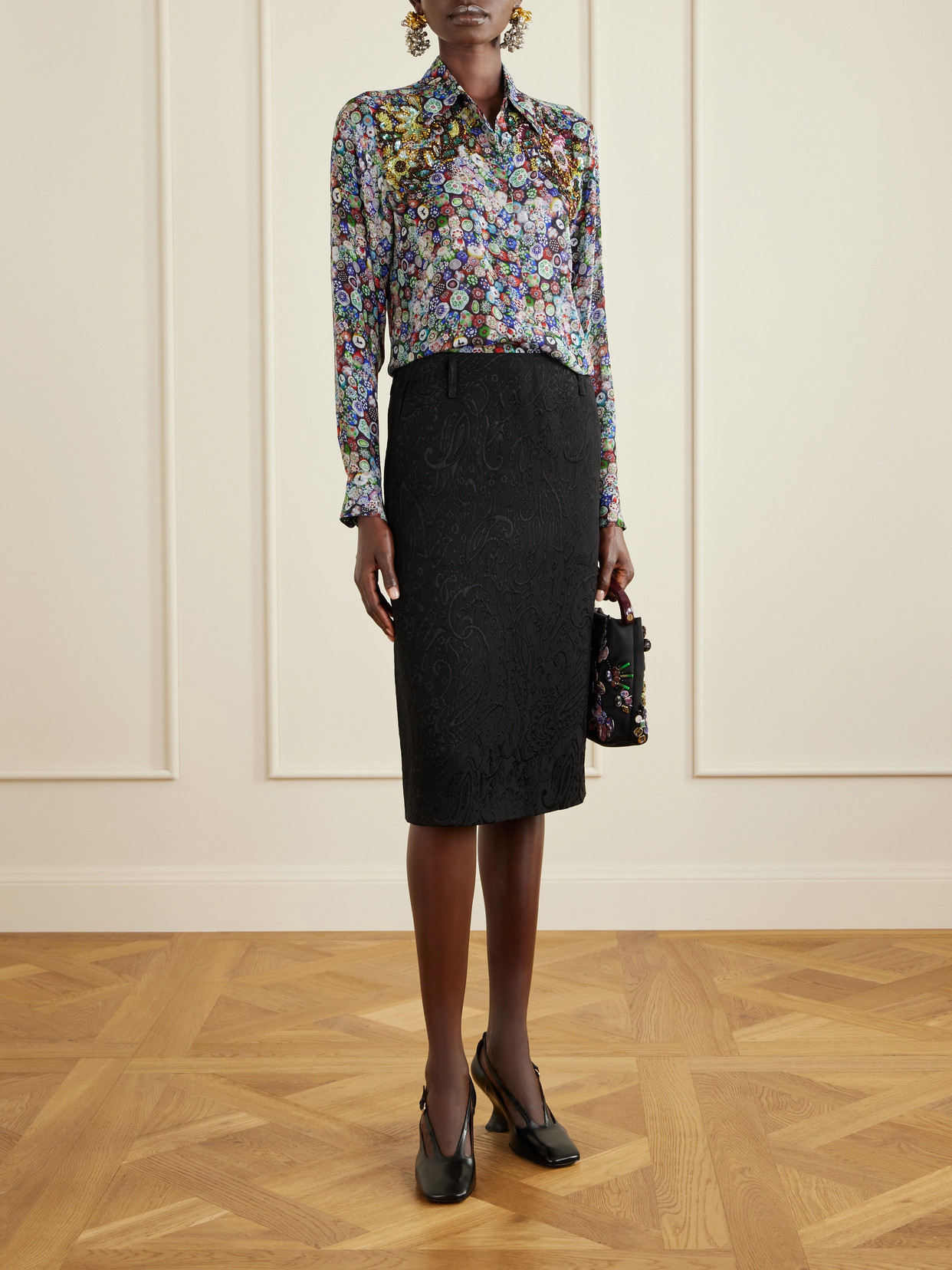 Paisley Motif Matelassé Midi