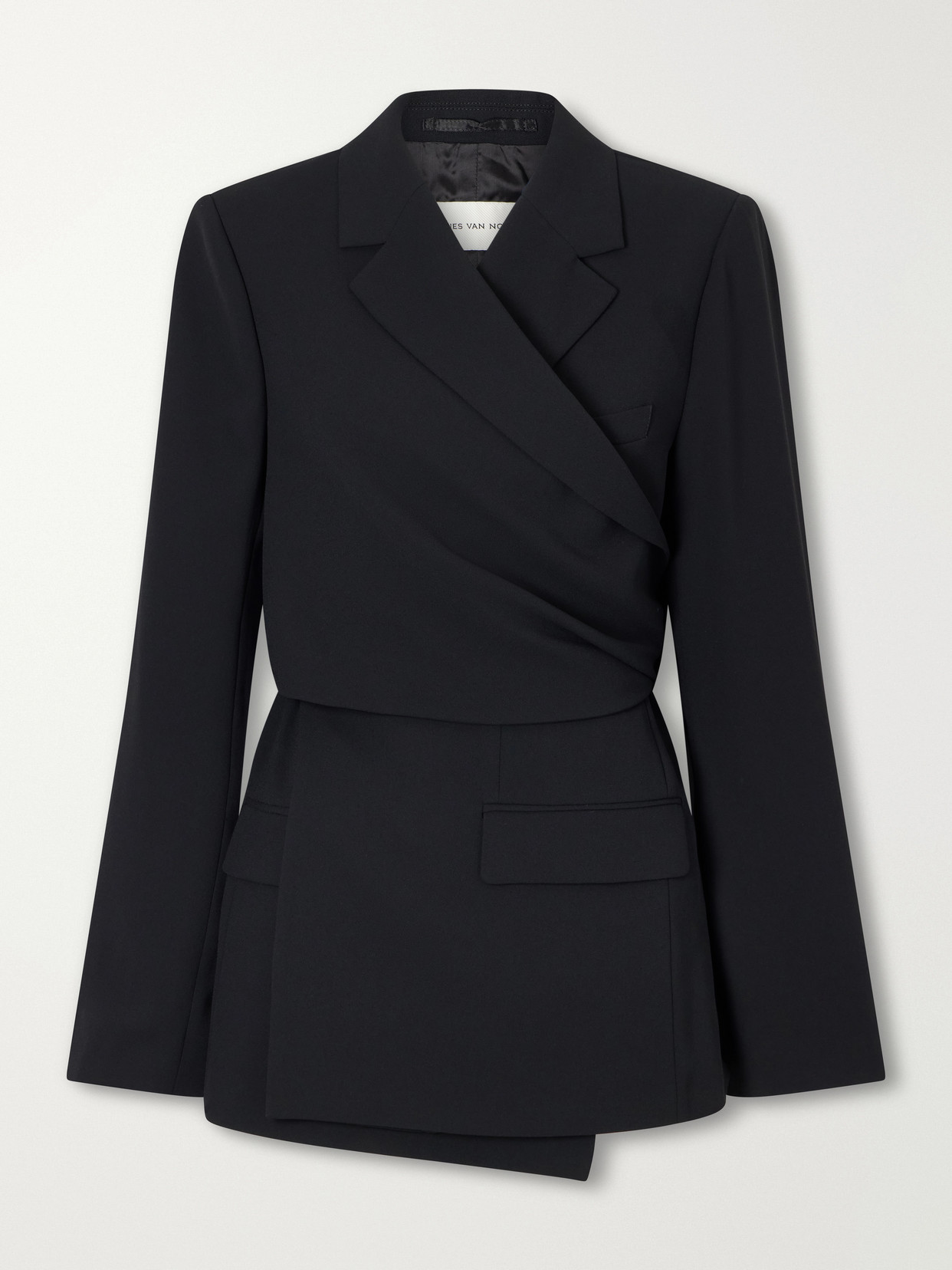 Dries Van Noten Self-tie Wool-crepe Blazer In Black