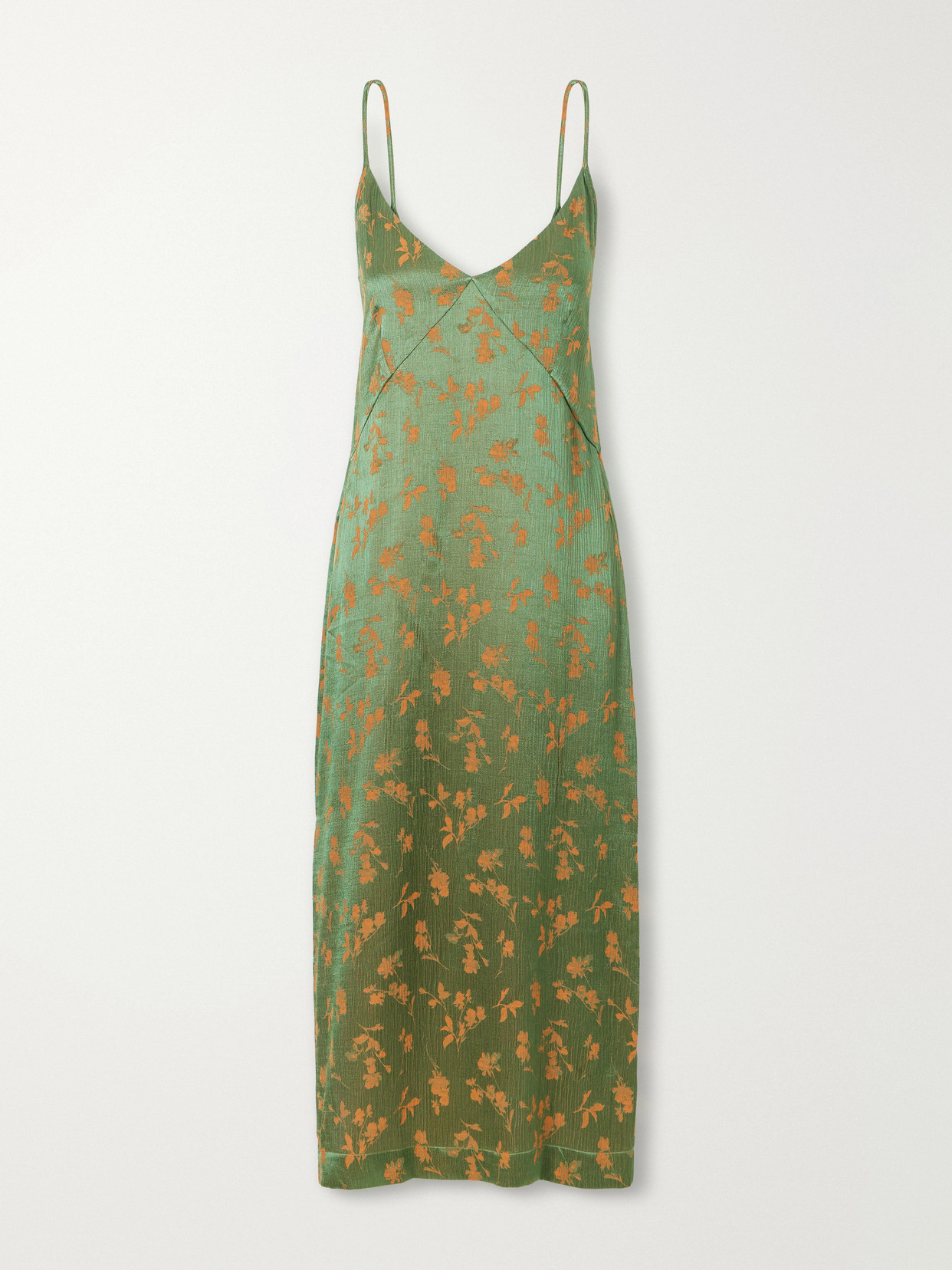 Dries Van Noten - Floral-jacquard Satin Midi Dress - Green