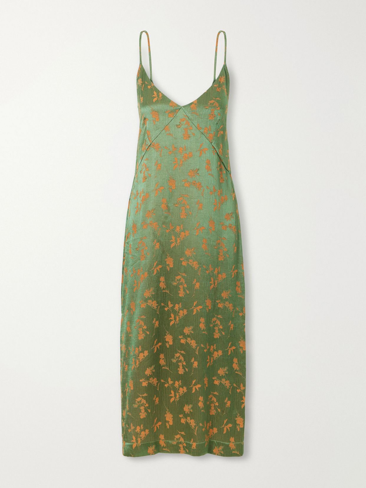 Floral-jacquard satin midi dress