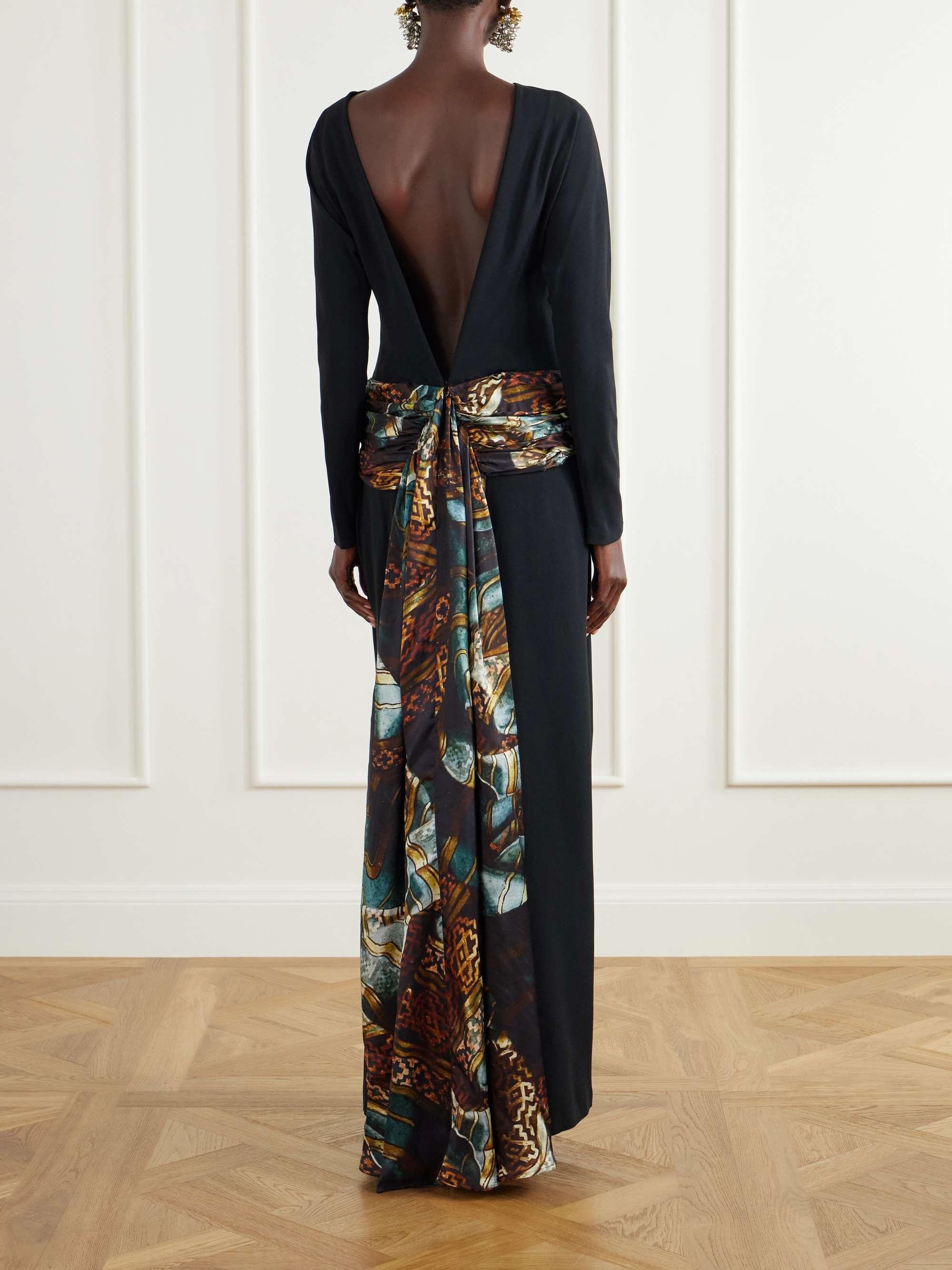 DRIES VAN NOTEN Belted crepe-satin maxi dress | NET-A-PORTER