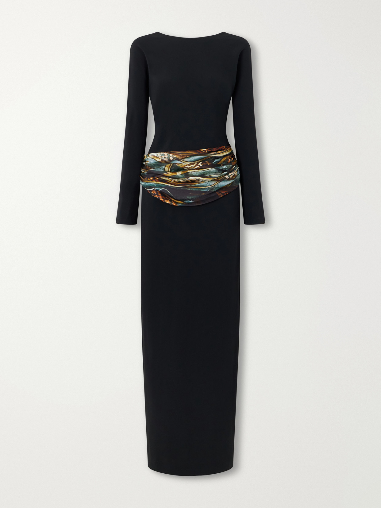 Dries Van Noten Belted Crepe-satin Maxi Dress In Black