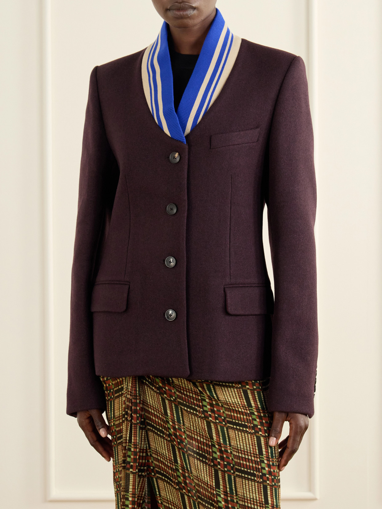 Striped Wool-Blend Jacket