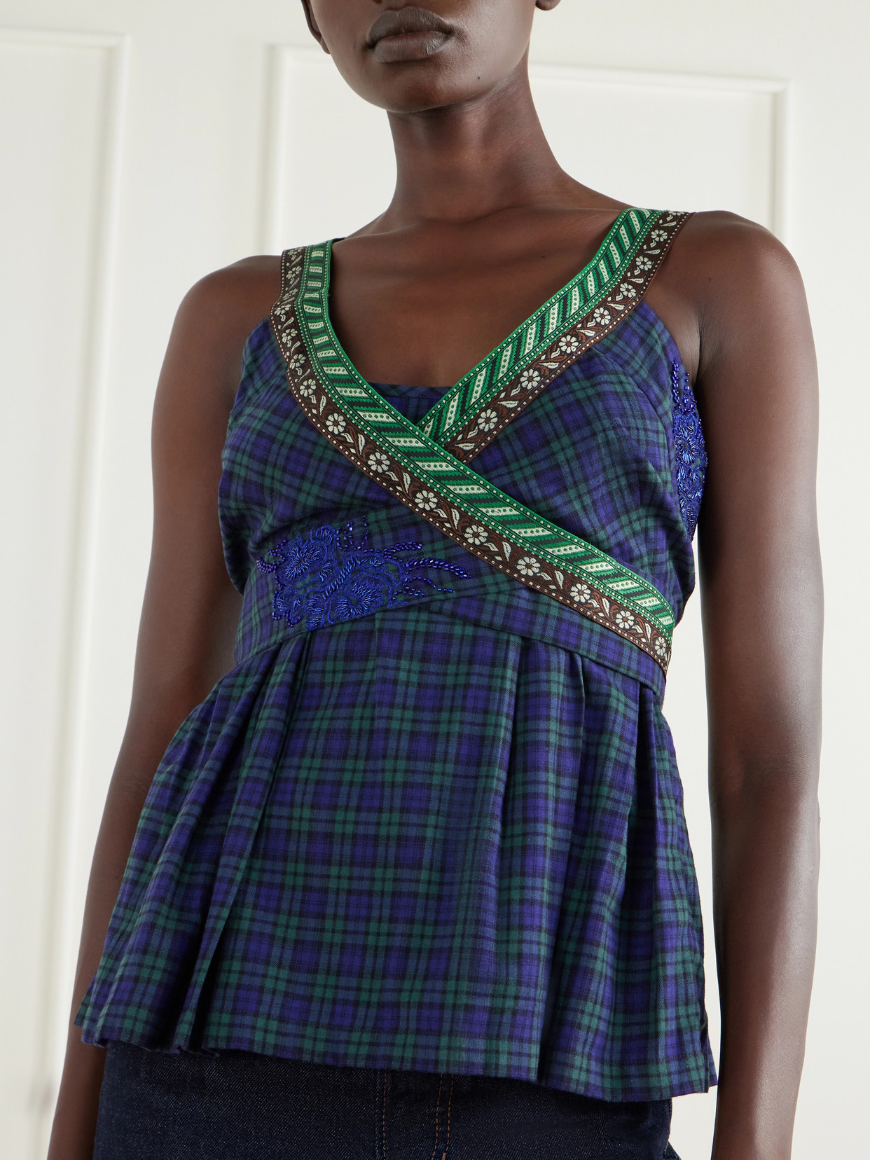Wrap Checked Cotton Top