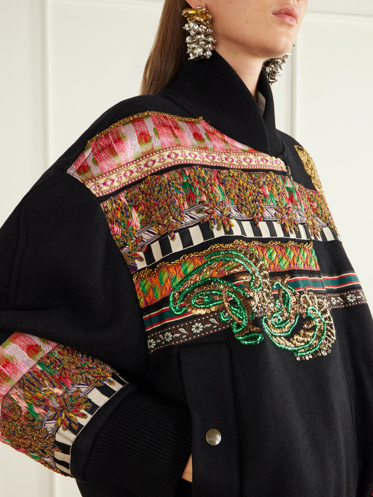 Rib-Trimmed Wool-Blend Twill Bomber Jacket