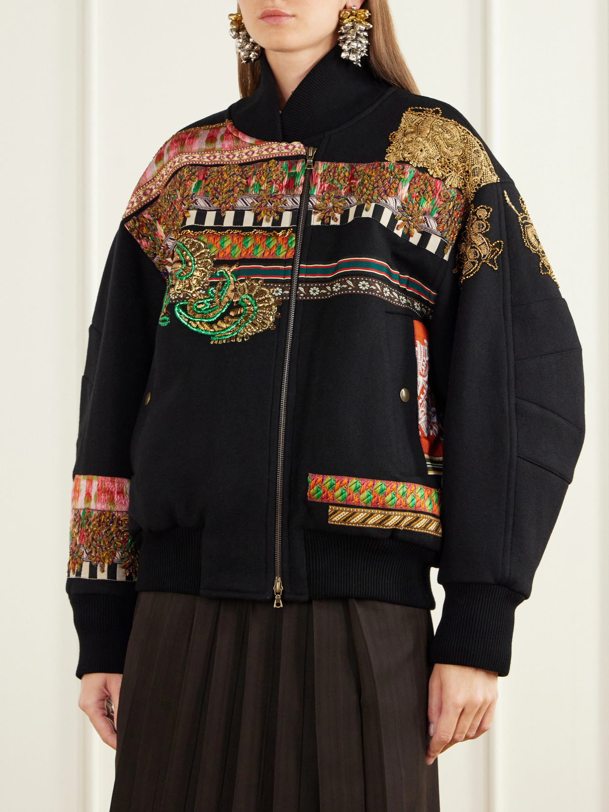 Rib-Trimmed Wool-Blend Twill Bomber Jacket