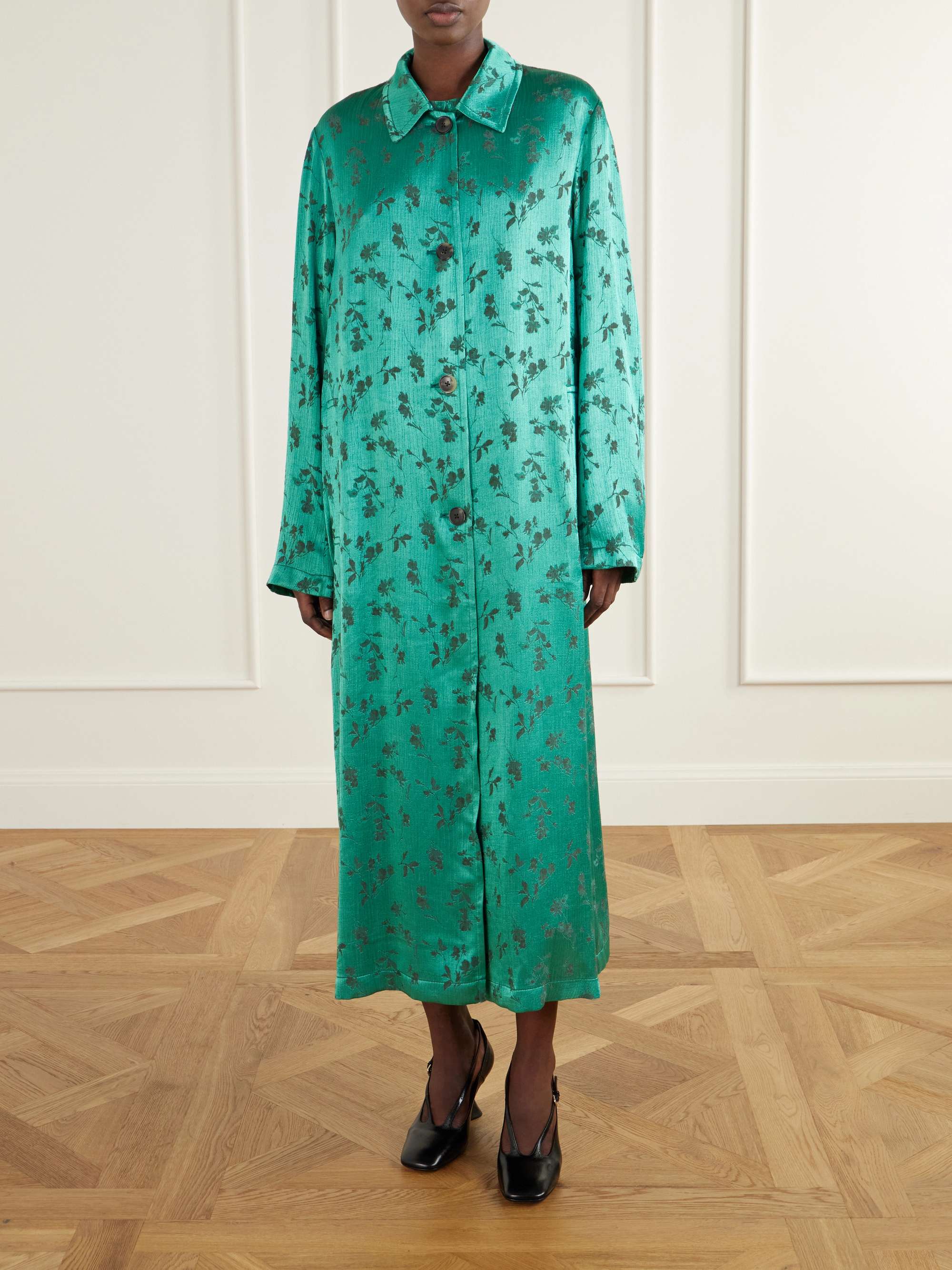 DRIES VAN NOTEN Floral-jacquard satin coat | NET-A-PORTER US