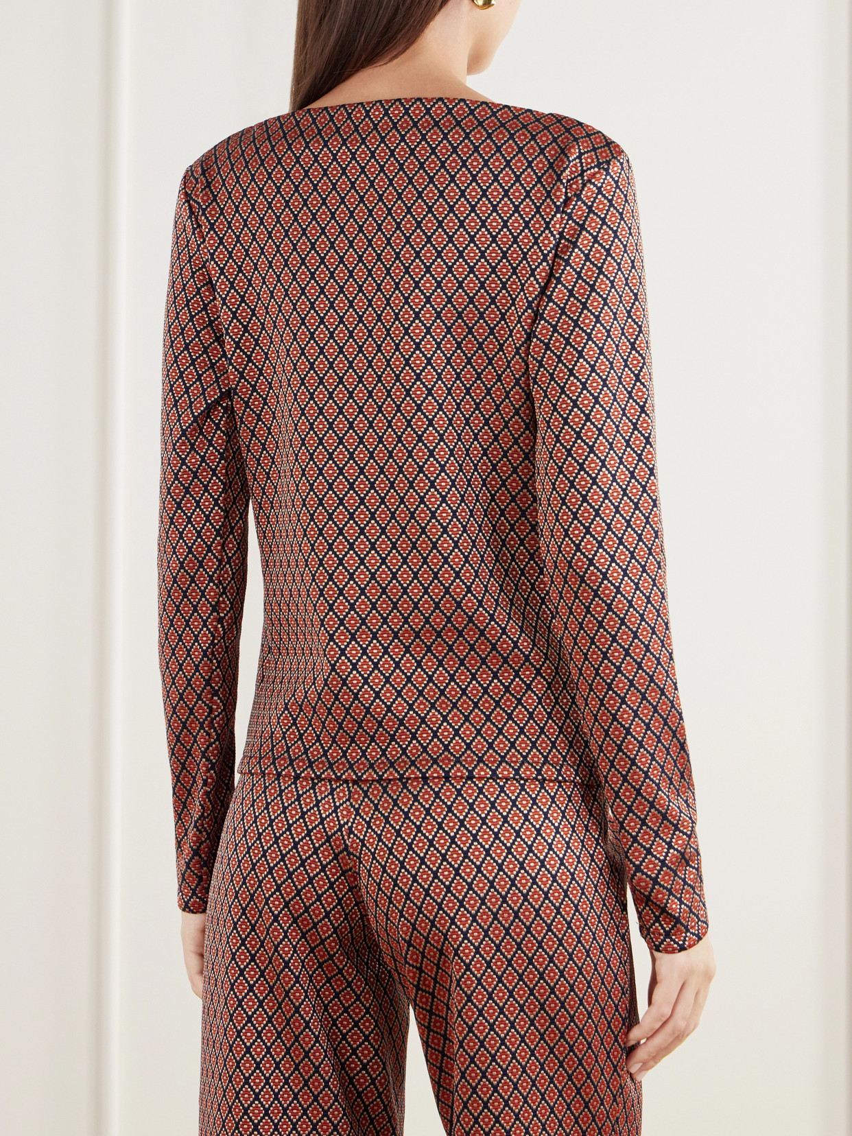 The April Boatneck Diamond-Jacquard Stretch-Jersey Top
