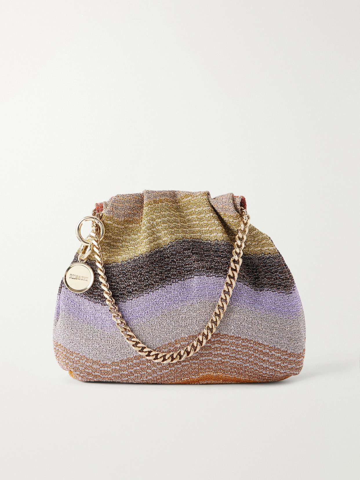 Missoni Raschel Striped Shoulder Bag In Purple