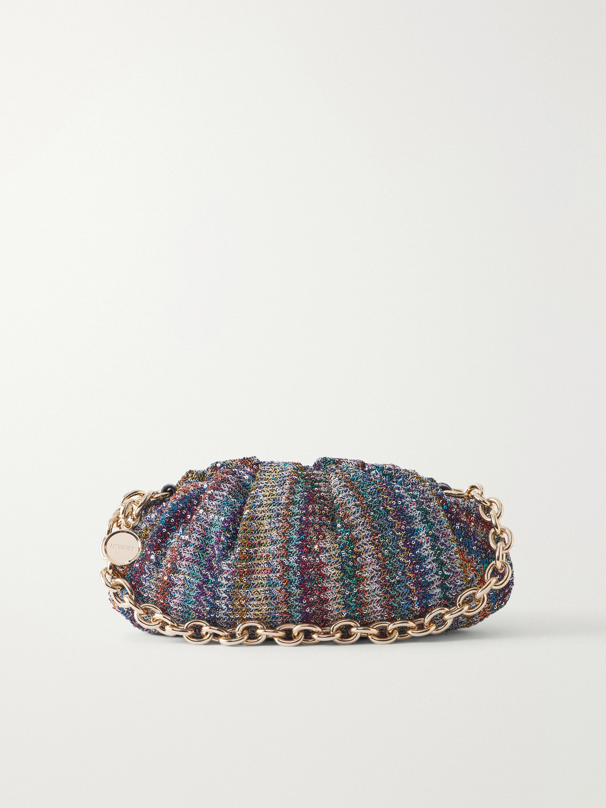 Missoni Caperdoni Sequined Striped Shoulder Bag In Blue