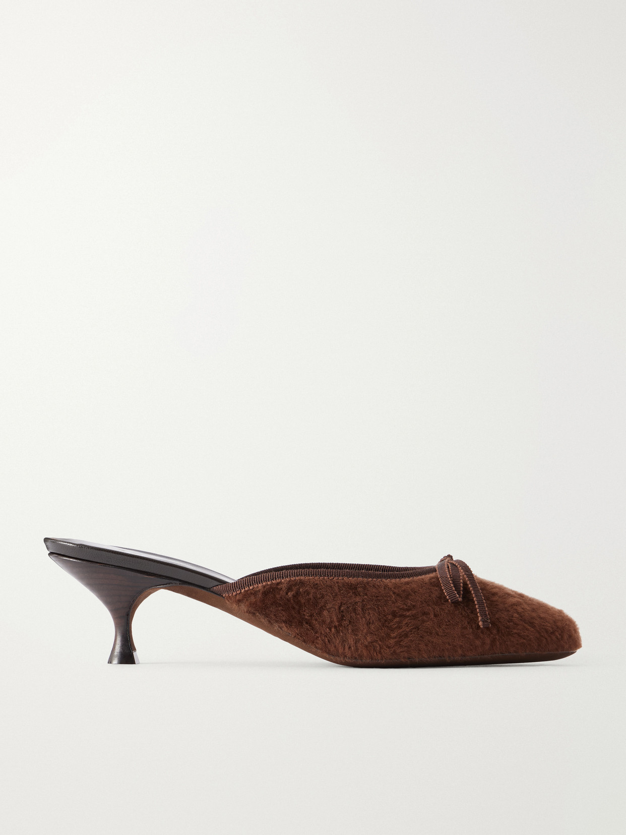 Herbert Levine 24/7 50 Bow-detail Shearling Mules In Brown