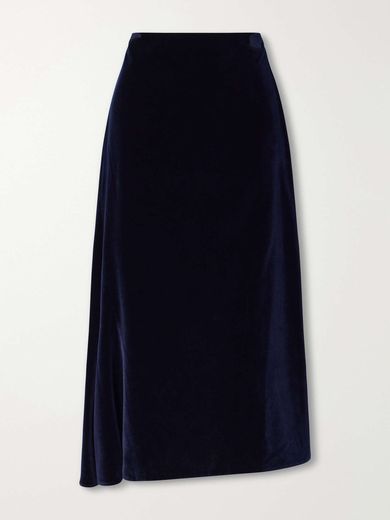 Draped Asymmetric Cotton-Velvet Midi