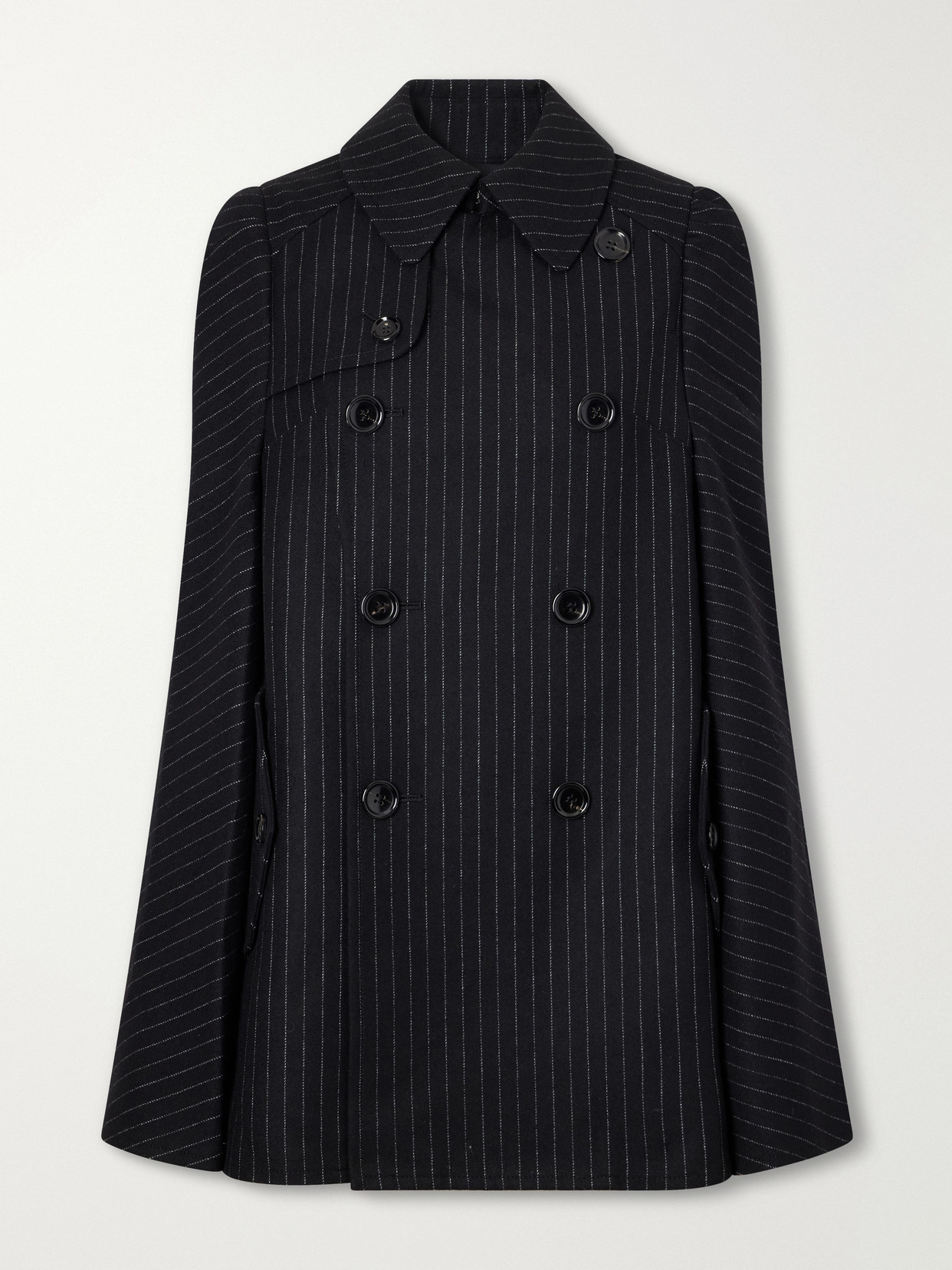 Junya Watanabe Pinstriped Wool-blend Twill Cape In Black