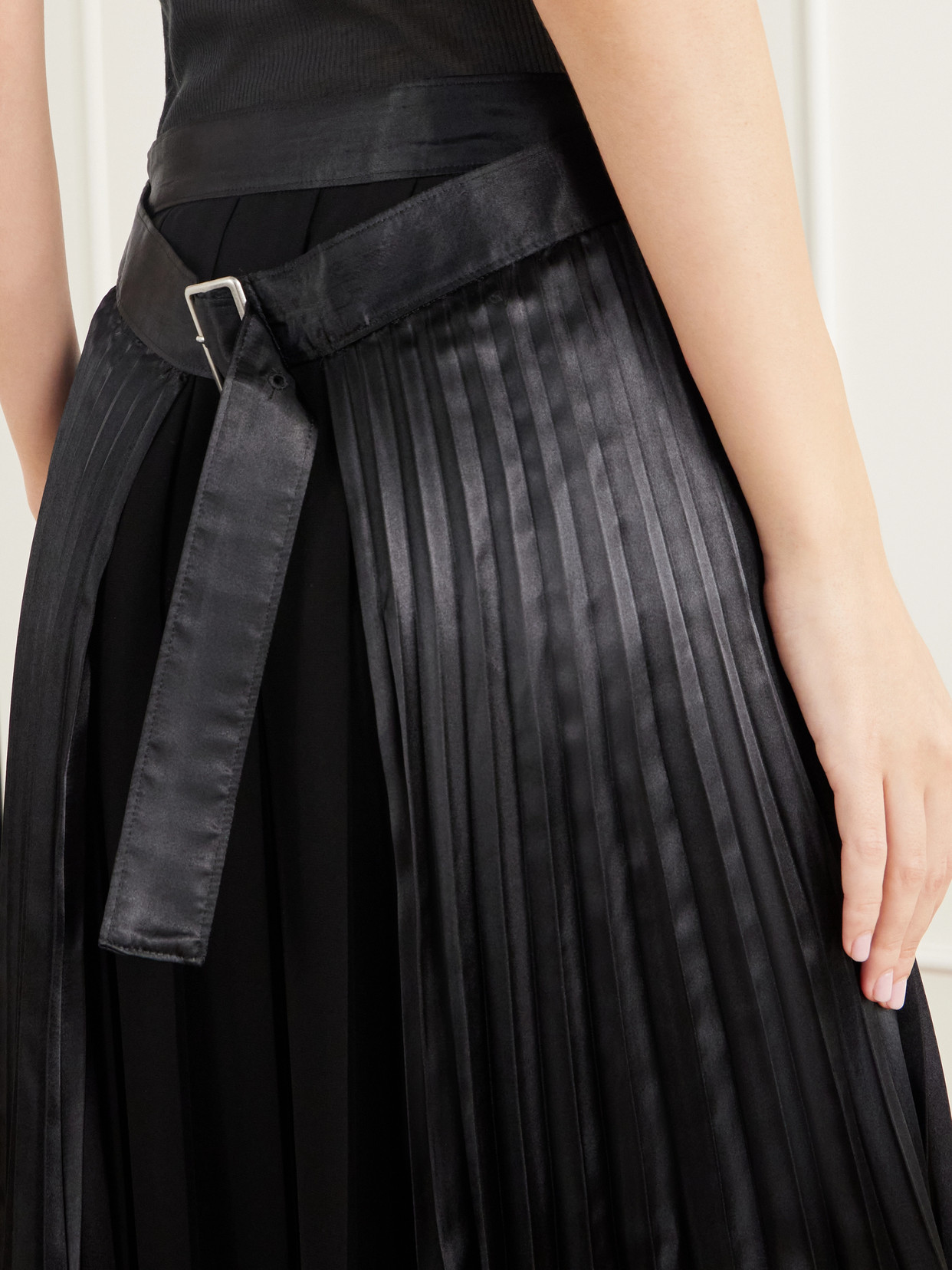 Layered Pleated Wool-Blend Flannel And Maxi