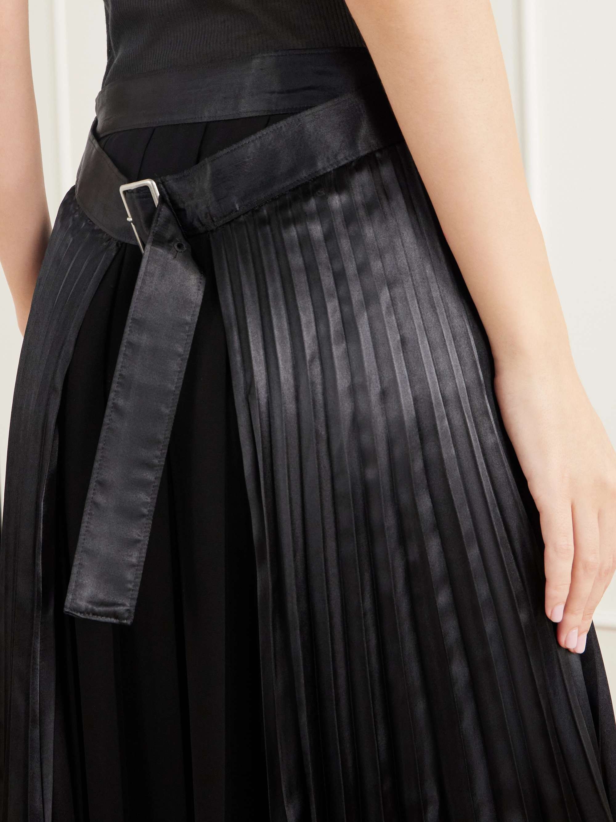 JUNYA WATANABE Layered pleated wool-blend flannel and satin maxi